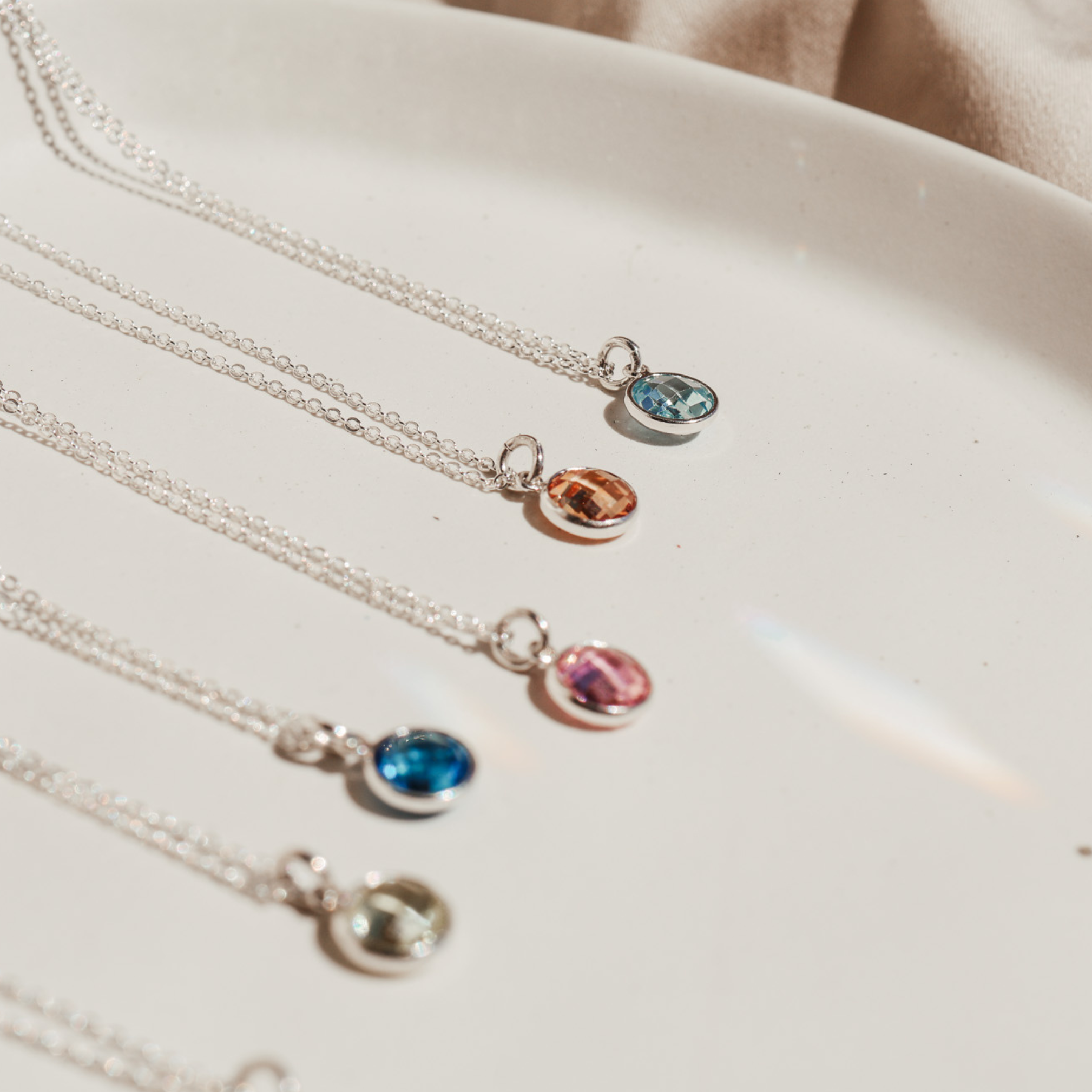 Personalised jewellery – handmade jewellery – KBN jewellery – Australian made jewellery – crystal necklace – birthstone drop necklace – birthstone pendant for necklace – crystal necklace – birthstone jewellery – pink stone pendant – pink birthstone for necklace – October birthstone pendant – October birthstone drop