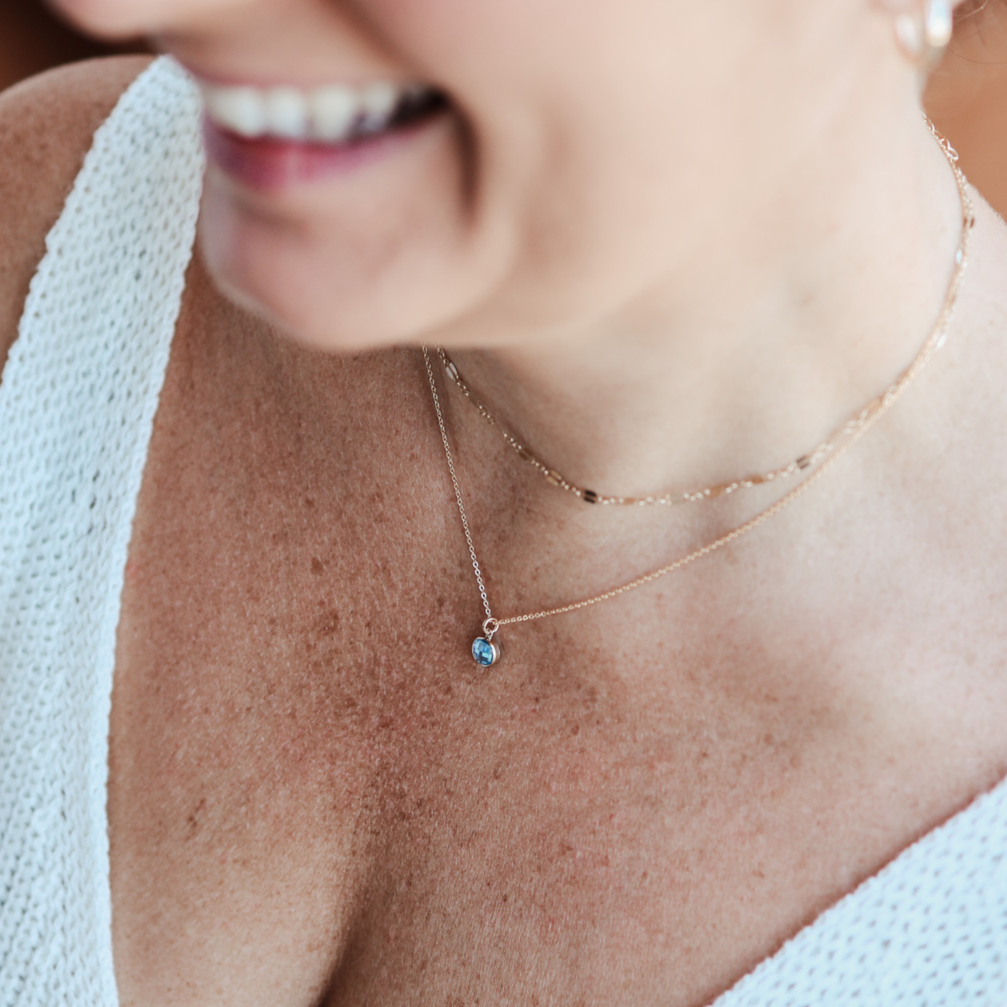 Personalised jewellery – handmade jewellery – KBN jewellery – Australian made jewellery – crystal pendant – birthstone drop necklace – birthstone pendant for necklace – crystal birthstone drop – birthstone jewellery –blue stone pendant – light blue birthstone for necklace – March birthstone pendant – March birthstone drop