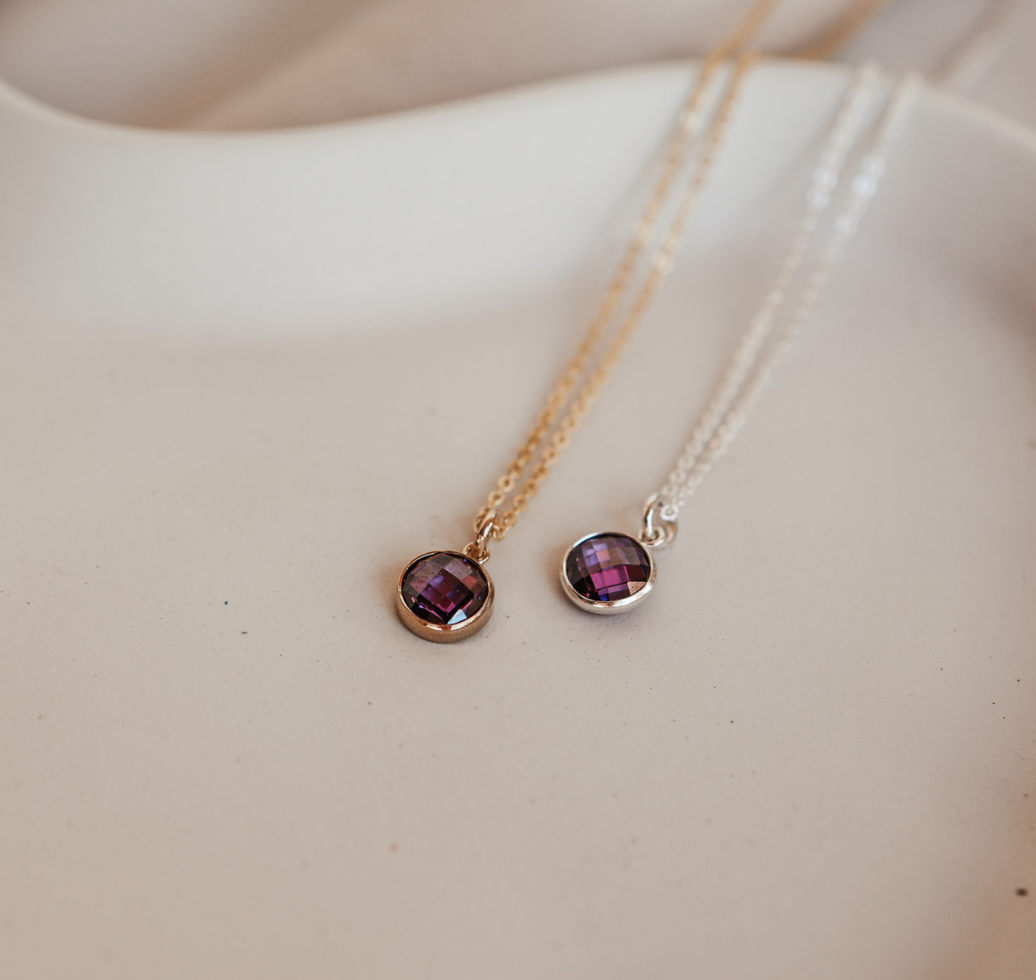 Personalised jewellery – handmade jewellery – KBN jewellery – Australian made jewellery – crystal pendant – birthstone drop necklace – birthstone pendant for necklace – crystal birthstone drop – birthstone jewellery – purple stone pendant – dark purple birthstone for necklace – February birthstone pendant – February birthstone drop