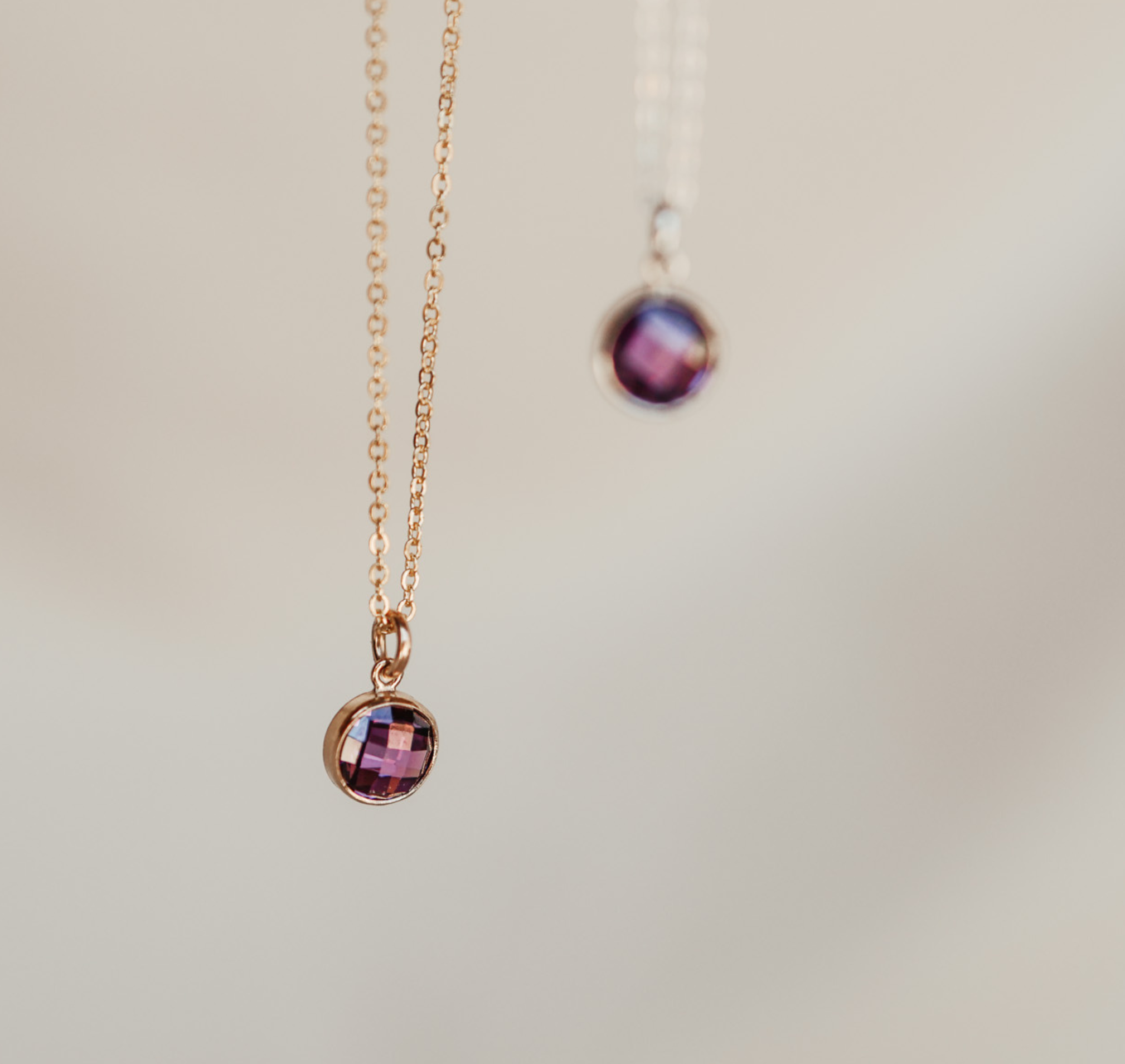 Personalised jewellery – handmade jewellery – KBN jewellery – Australian made jewellery – crystal pendant – birthstone drop necklace – birthstone pendant for necklace – crystal birthstone drop – birthstone jewellery – purple stone pendant – dark purple birthstone for necklace – February birthstone pendant – February birthstone drop