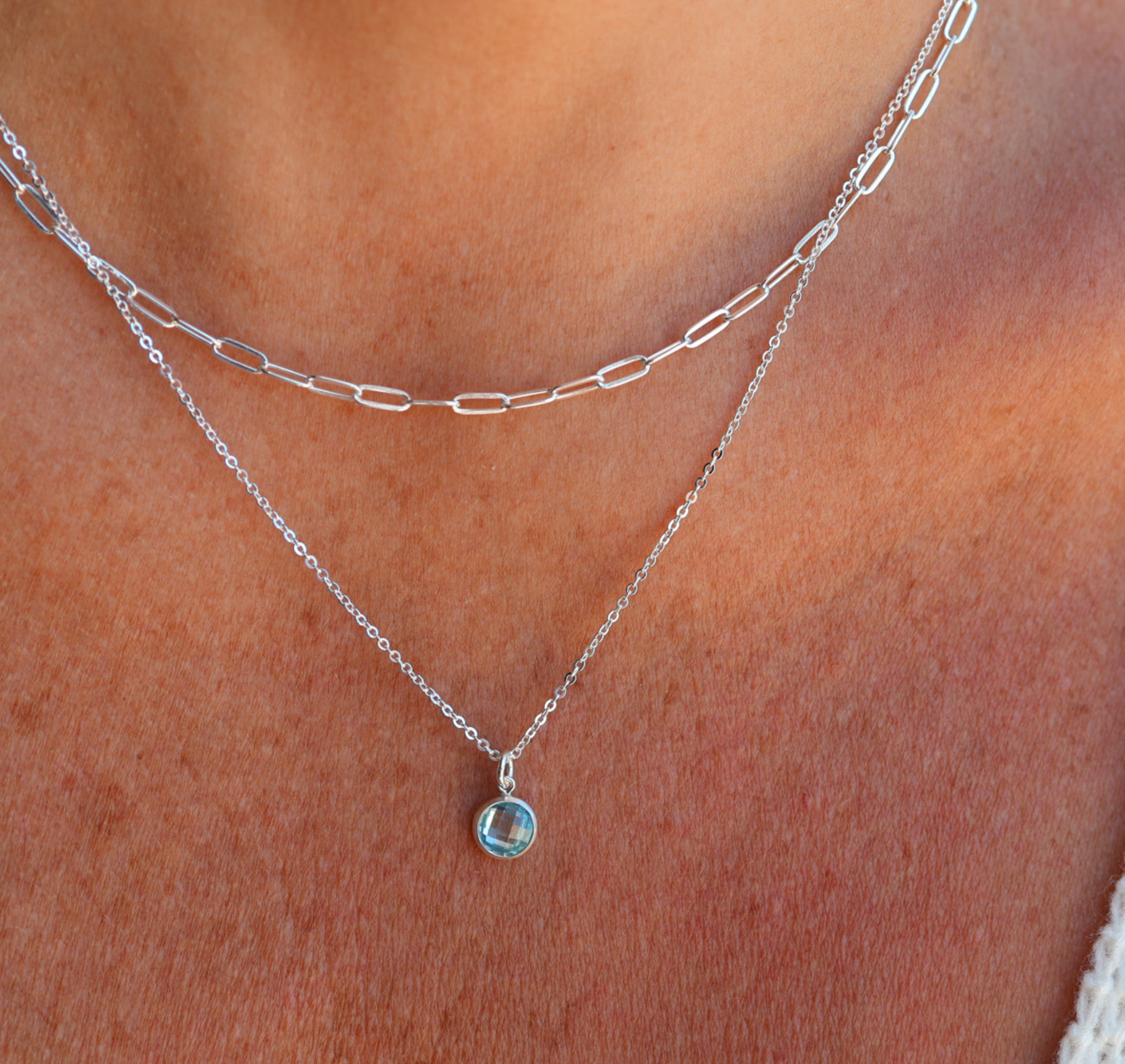 Personalised jewellery – handmade jewellery – KBN jewellery – Australian made jewellery – crystal necklace – birthstone drop necklace – birthstone pendant for necklace – crystal necklace – birthstone jewellery – light blue stone pendant – blue birthstone for necklace – December birthstone pendant – September birthstone drop