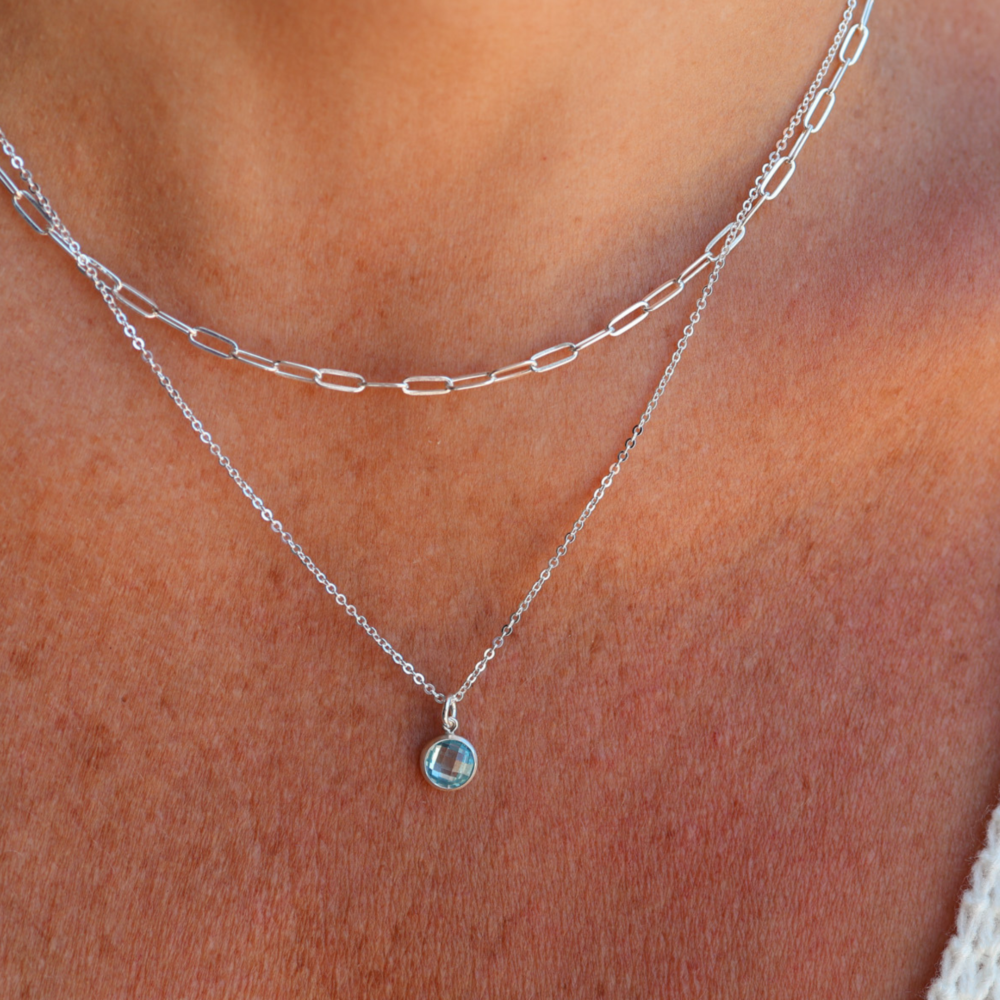 Personalised jewellery – handmade jewellery – KBN jewellery – Australian made jewellery – crystal necklace – birthstone drop necklace – birthstone pendant for necklace – crystal necklace – birthstone jewellery – light blue stone pendant – blue birthstone for necklace – December birthstone pendant – September birthstone drop