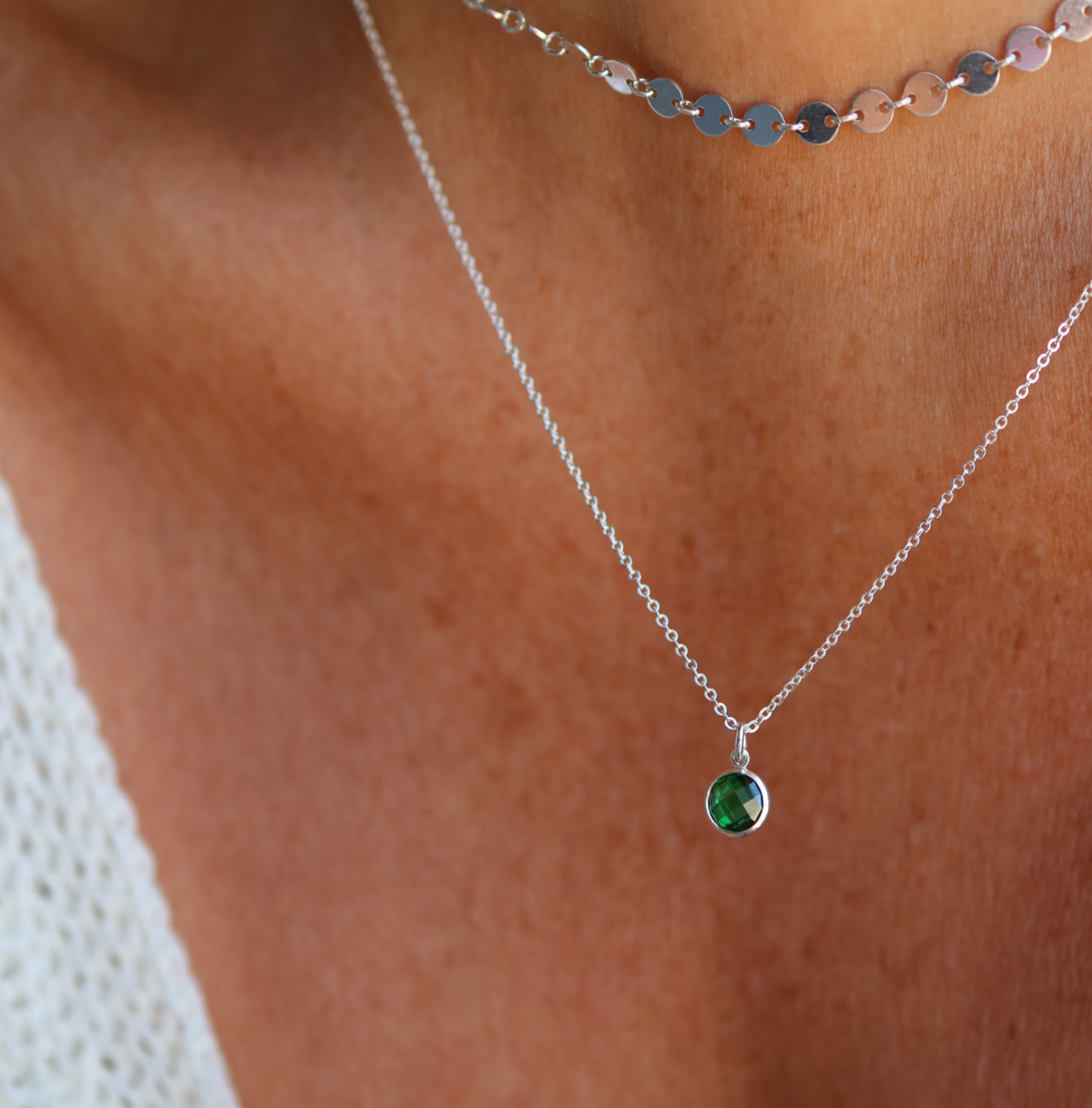 Personalised jewellery – handmade jewellery – KBN jewellery – Australian made jewellery – crystal pendant – birthstone drop necklace – birthstone pendant for necklace – crystal birthstone drop  – birthstone jewellery –green  stone pendant – dark green birthstone for necklace – May  birthstone pendant – May  birthstone drop