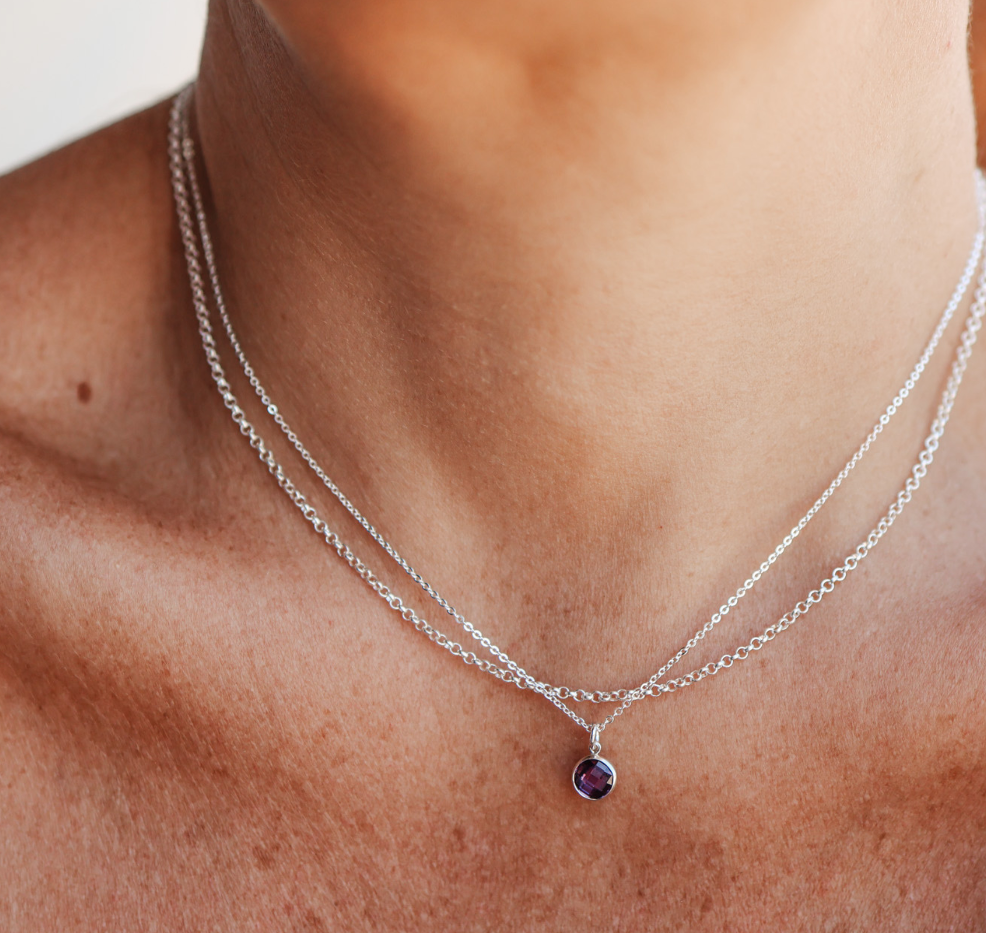 Personalised jewellery – handmade jewellery – KBN jewellery – Australian made jewellery – crystal pendant – birthstone drop necklace – birthstone pendant for necklace – crystal birthstone drop – birthstone jewellery – purple stone pendant – dark purple birthstone for necklace – February birthstone pendant – February birthstone drop