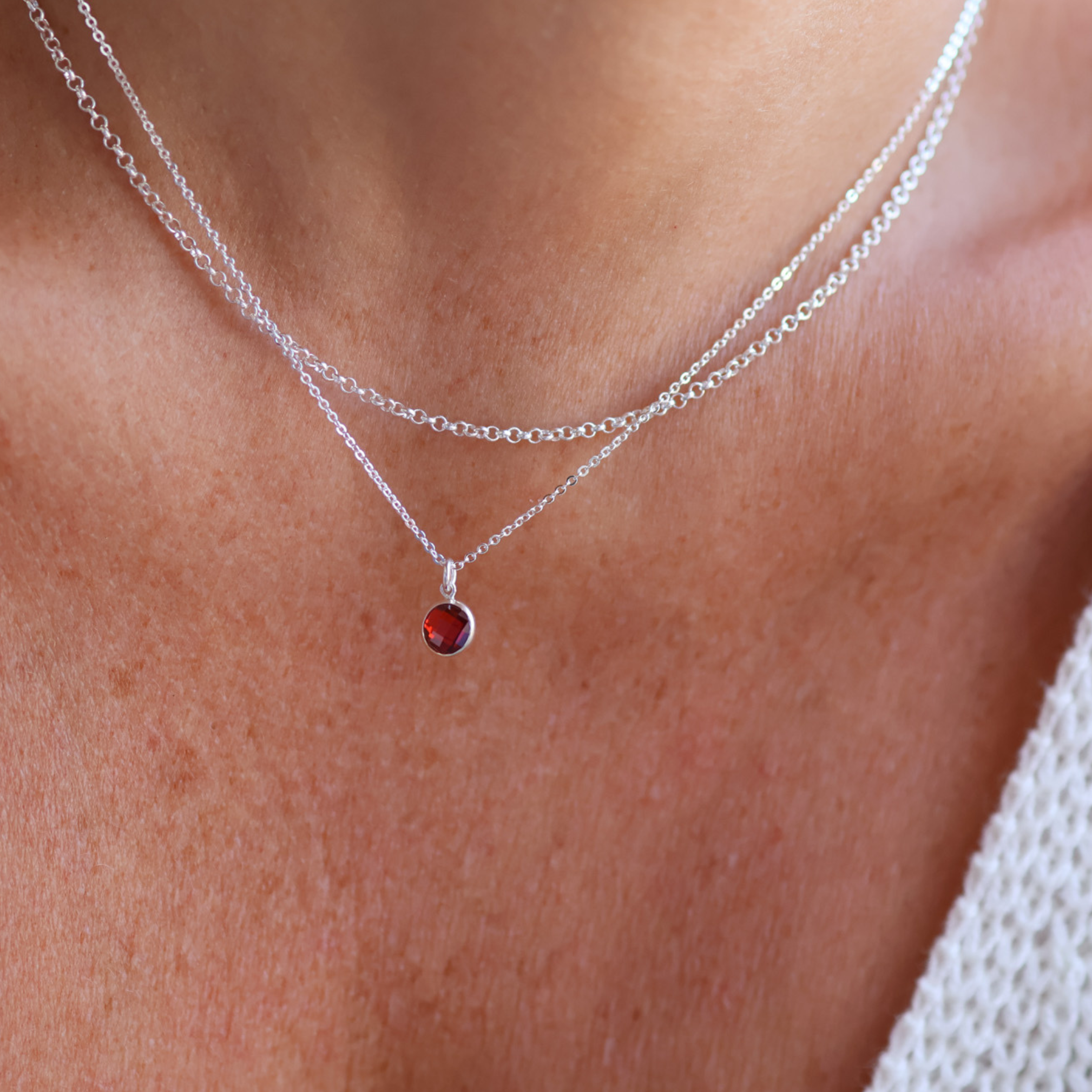 Personalised jewellery – handmade jewellery – KBN jewellery – Australian made jewellery – crystal pendant – birthstone drop necklace – birthstone pendant for necklace – crystal birthstone drop – birthstone jewellery – red stone pendant – dark red birthstone for necklace – January birthstone pendant – Janurary birthstone drop