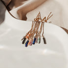 Personalised jewellery - KBN Jewellery - handmade jewellery – Personalised Jewellery gifts – Australian Made – gemstone necklace – blue lapis thread through earrings – green jade lapis thread through earrings – amethyst lapis thread through earrings – black obsidian lapis thread through earrings – peach aventurine lapis thread through earrings – white howlite lapis thread through earrings – gemstone stack lapis thread through earrings – thread through gemstone earrings