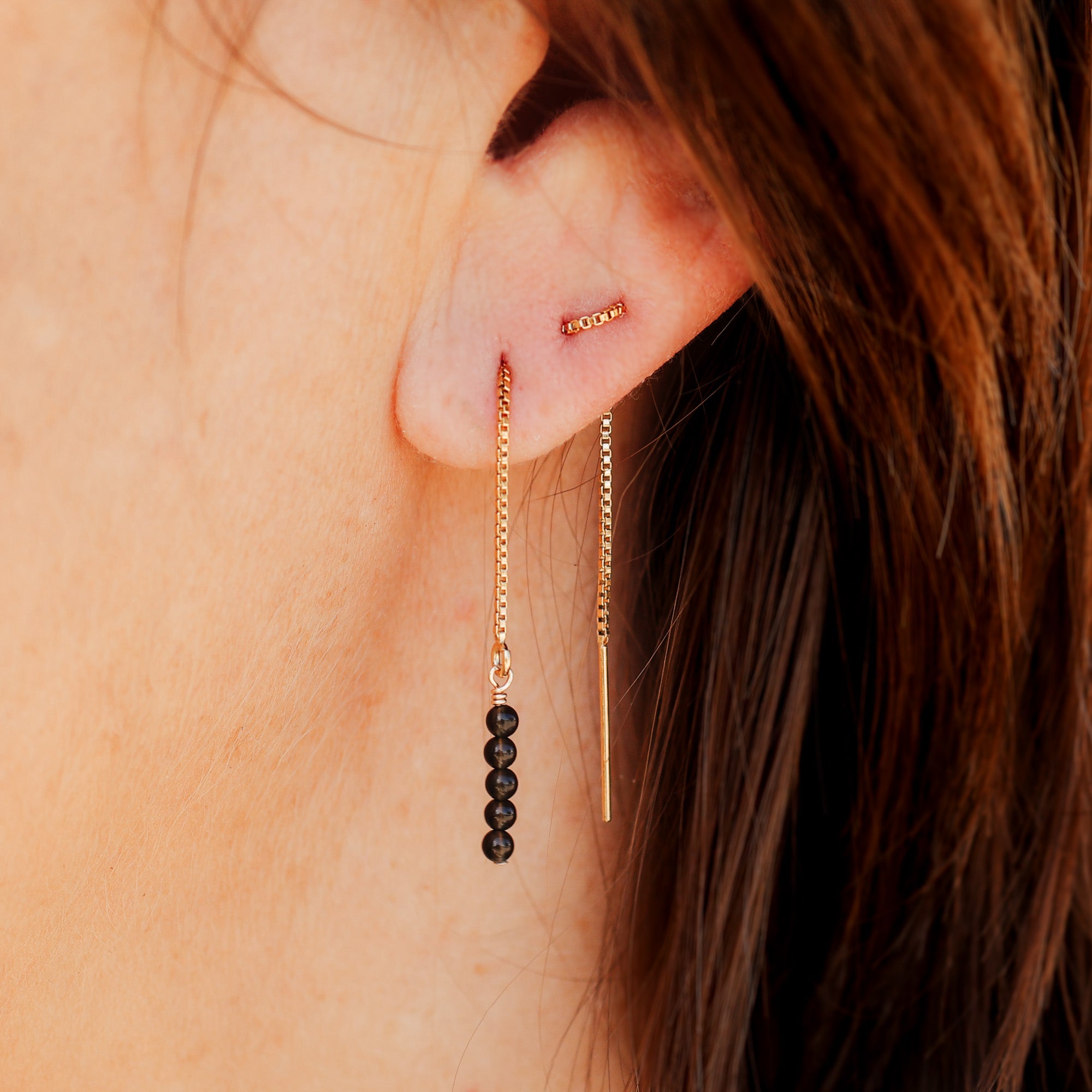 Personalised jewellery - KBN Jewellery - handmade jewellery – Personalised Jewellery gifts – Australian Made – gemstone necklace – blue lapis thread through earrings – green jade lapis thread through earrings – amethyst lapis thread through earrings – black obsidian lapis thread through earrings – peach aventurine lapis thread through earrings – white howlite lapis thread through earrings – gemstone stack lapis thread through earrings – thread through gemstone earrings