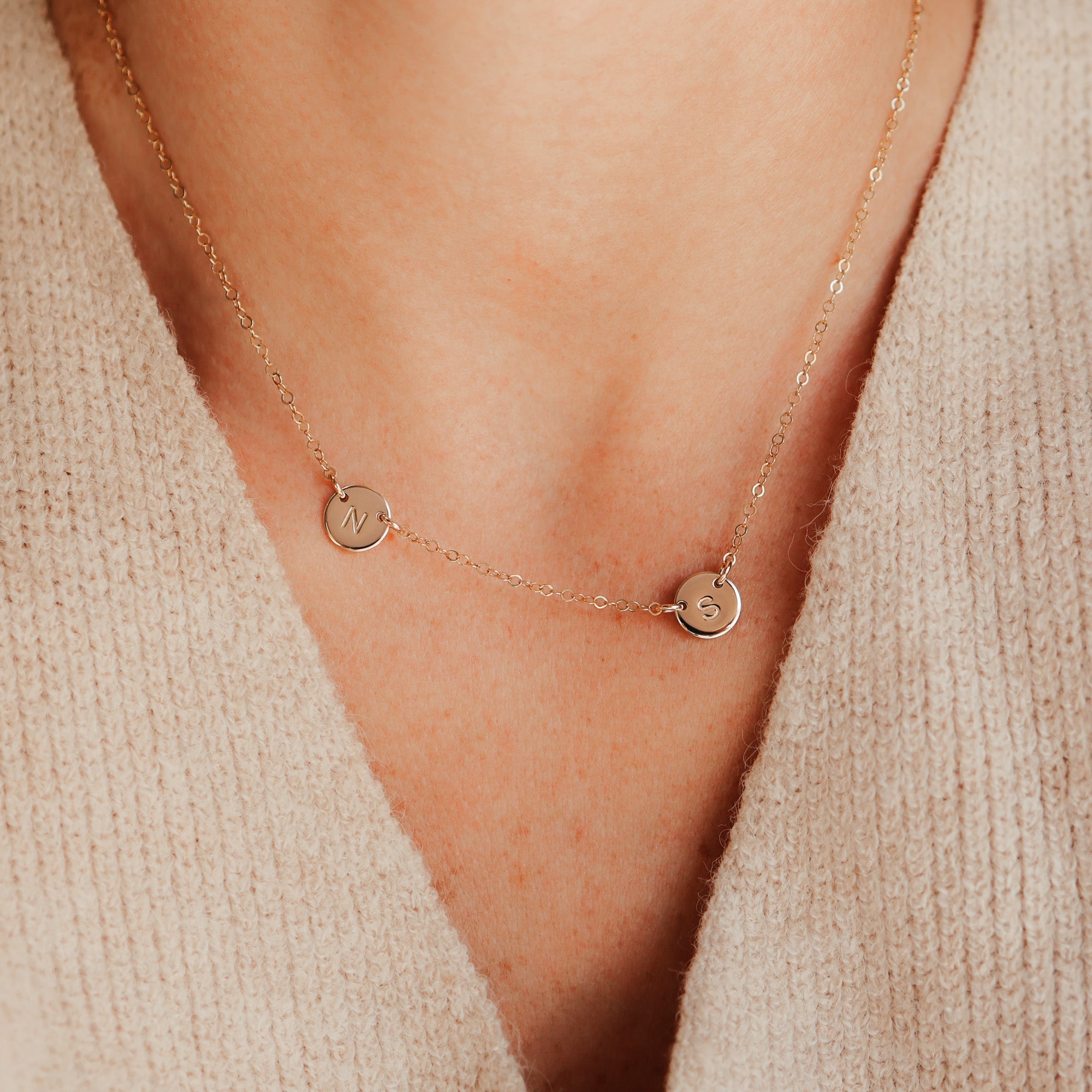 Personalised jewellery - KBN Jewellery - handmade jewellery – Personalised Jewellery gifts – Dainty jewellery – small pendant necklace  - asymmetrical necklace – initial asymmetrical necklace  – asymmetrical symbol necklace – Australian made