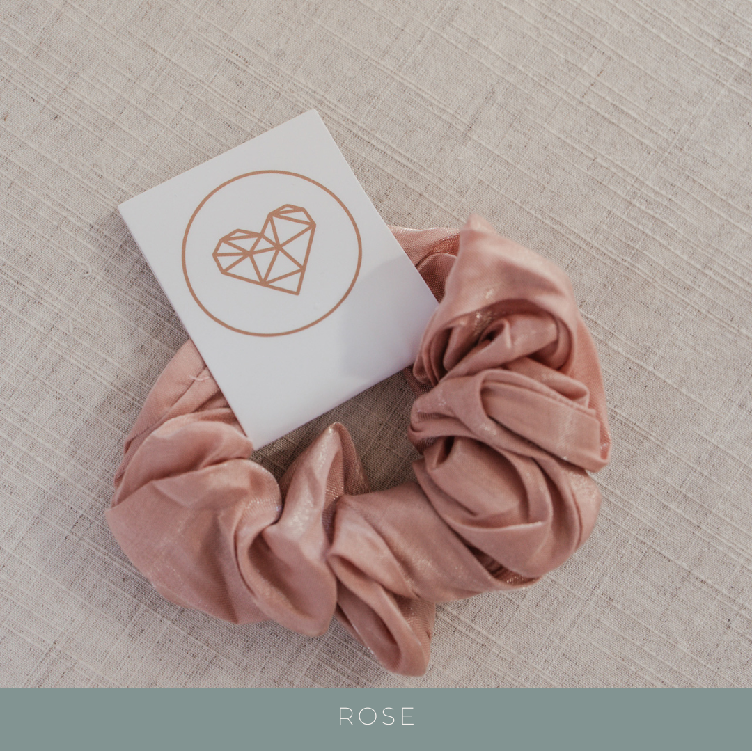 Personalised jewellery - KBN Jewellery - handmade jewellery – custom jewellery gifts – scrunchies – pink scrunchies -  tan scrunchies – burnt orange scrunchies