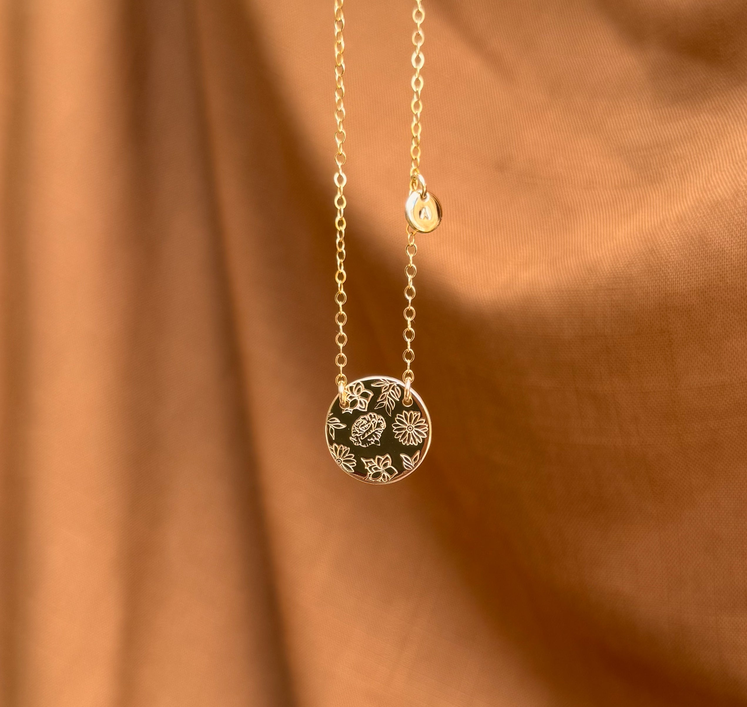 Personalised jewellery - KBN Jewellery - handmade jewellery – Personalised Jewellery gifts – Dainty jewellery- Dainty necklace – flower stamped necklace – family flowers – kids birth flowers – birth flower necklace – personalised flower stamped necklace – initial necklace - layering necklace - australia made