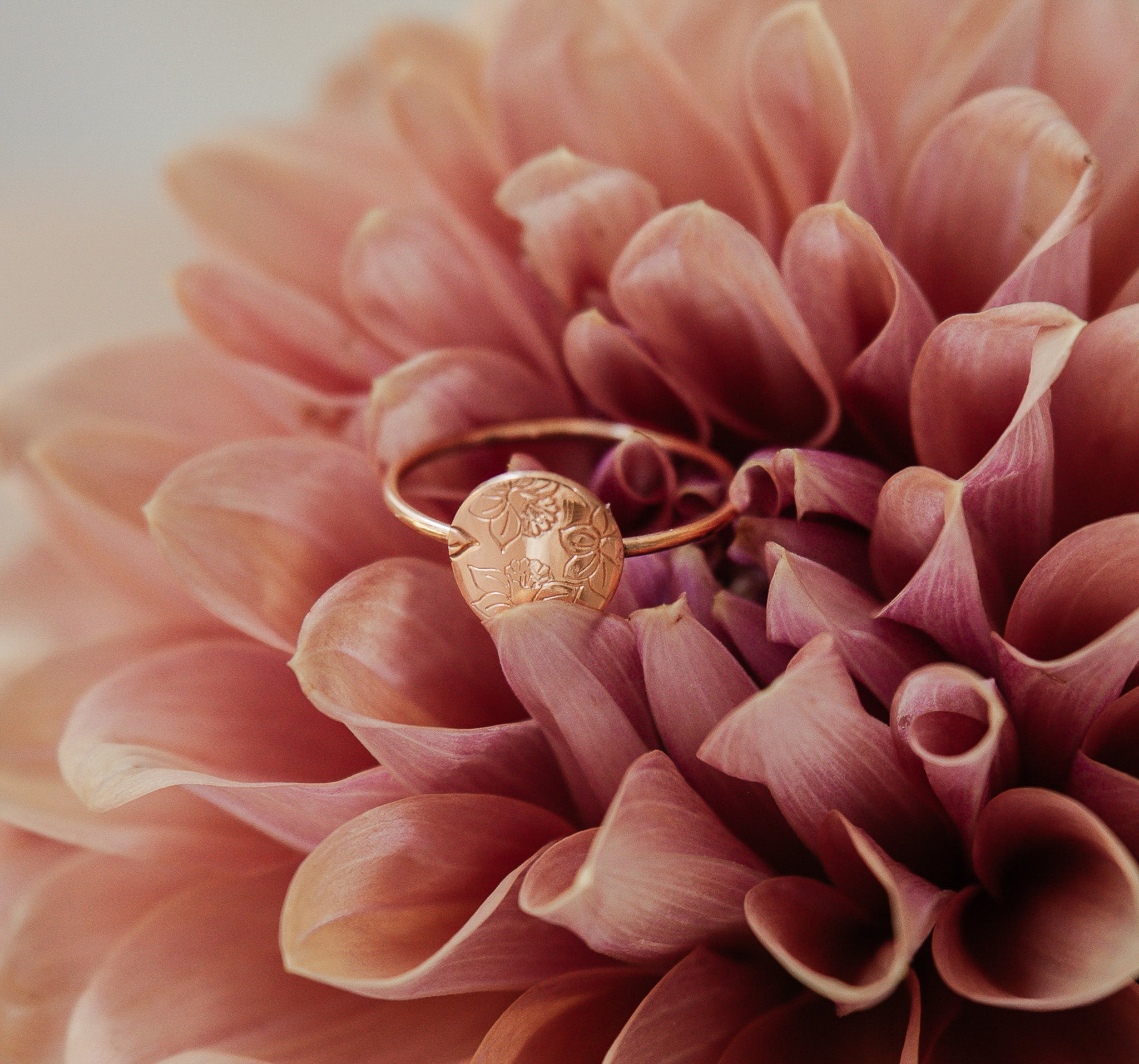 Personalised jewellery - KBN Jewellery - handmade jewellery – Personalised Jewellery gifts – Dainty jewellery- Dainty ring – flower stamped ring – family flowers – kids birth flowers – birth flower ring – personalised flower stamped ring – dainty ring – pendant ring – personalised ring