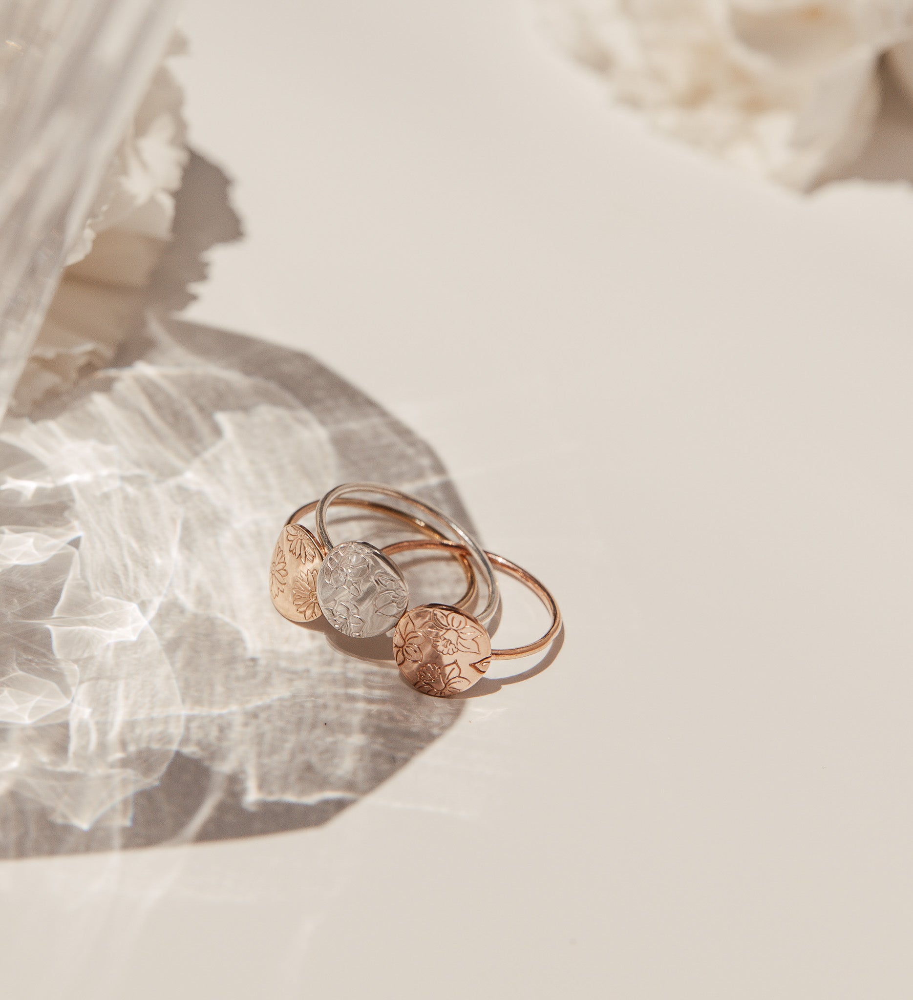 Personalised jewellery - KBN Jewellery - handmade jewellery – Personalised Jewellery gifts – Dainty jewellery- Dainty ring – flower stamped ring – family flowers – kids birth flowers – birth flower ring – personalised flower stamped ring – dainty ring – pendant ring – personalised ring