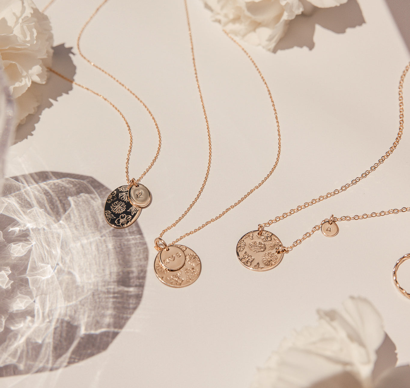 Personalised jewellery - KBN Jewellery - handmade jewellery – Personalised Jewellery gifts – Dainty jewellery- Dainty necklace – flower stamped necklace – family flowers – kids birth flowers – birth flower necklace – personalised flower stamped necklace – initial necklace - layering necklace - australia made