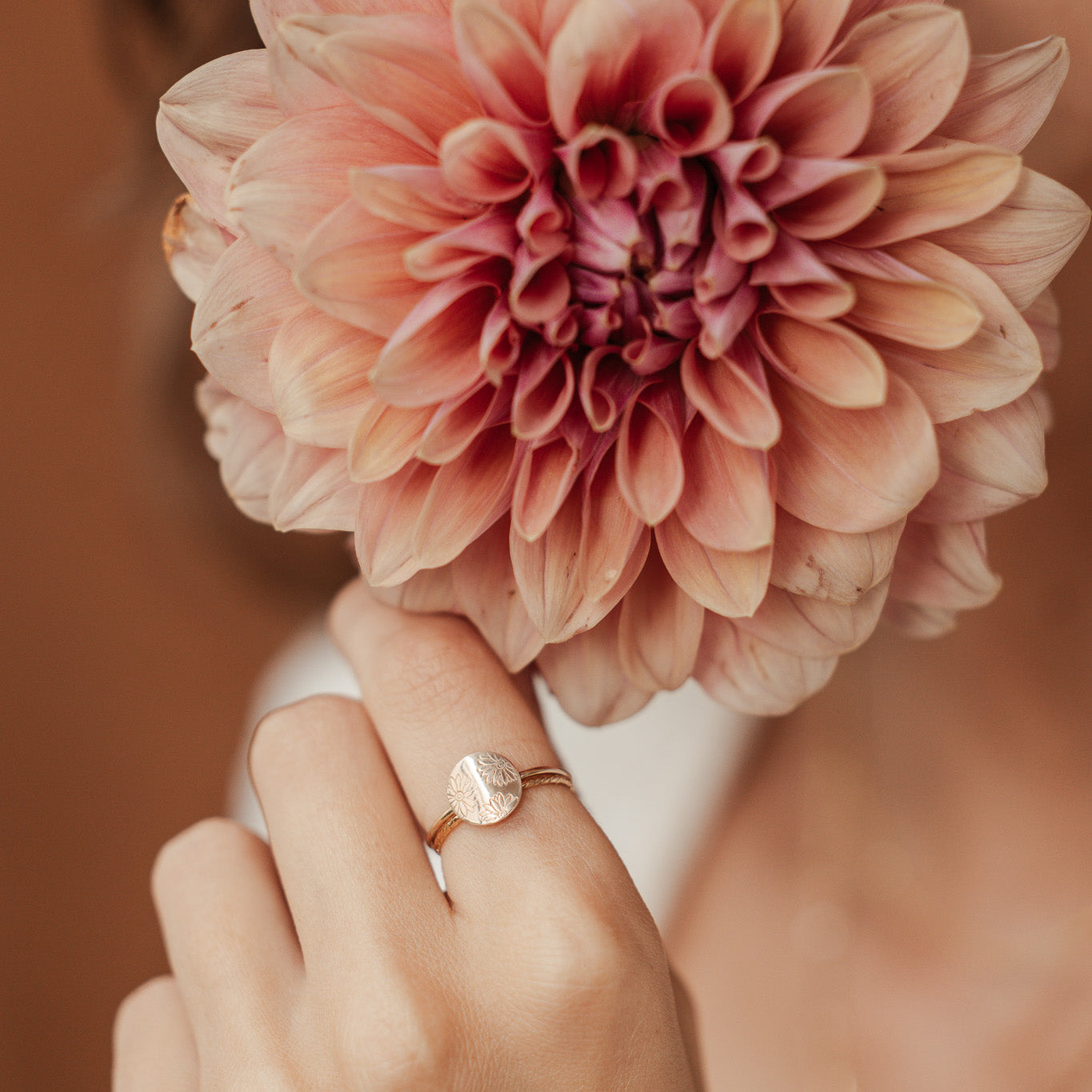 Personalised jewellery - KBN Jewellery - handmade jewellery – Personalised Jewellery gifts – Dainty jewellery- Dainty ring – flower stamped ring – family flowers – kids birth flowers – birth flower ring – personalised flower stamped ring – dainty ring – pendant ring – personalised ring