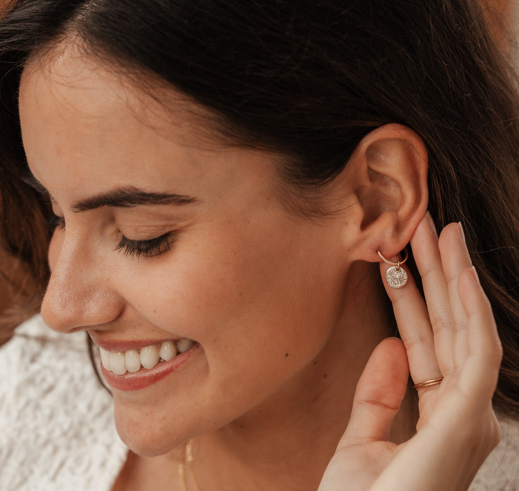 Personalised jewellery - KBN Jewellery - handmade jewellery – Personalised Jewellery gifts – personalised earrings – symbol earrings – simple hoops – kid friendly earrings – personalised hoop earrings – flower earrings – birth flower jewellery – dainty earrings