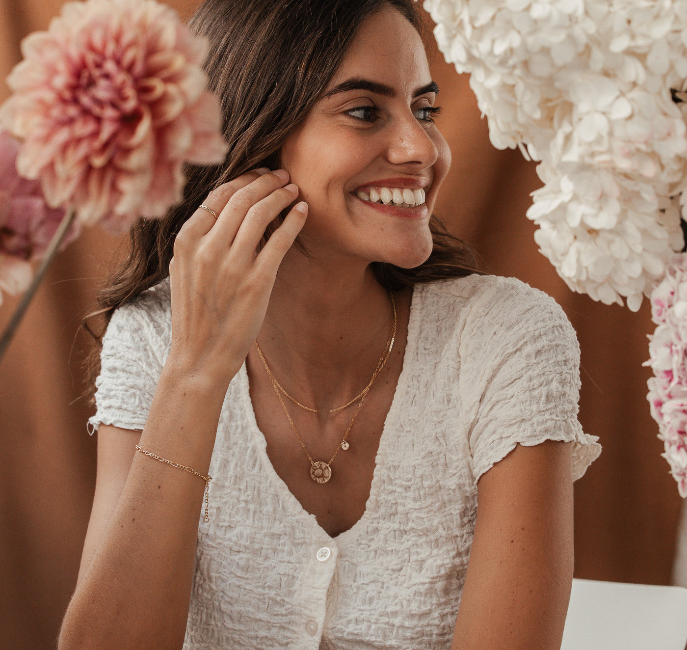 Personalised jewellery - KBN Jewellery - handmade jewellery – Personalised Jewellery gifts – Dainty jewellery- Dainty necklace – flower stamped necklace – family flowers – kids birth flowers – birth flower necklace – personalised flower stamped necklace – initial necklace - layering necklace - australia made