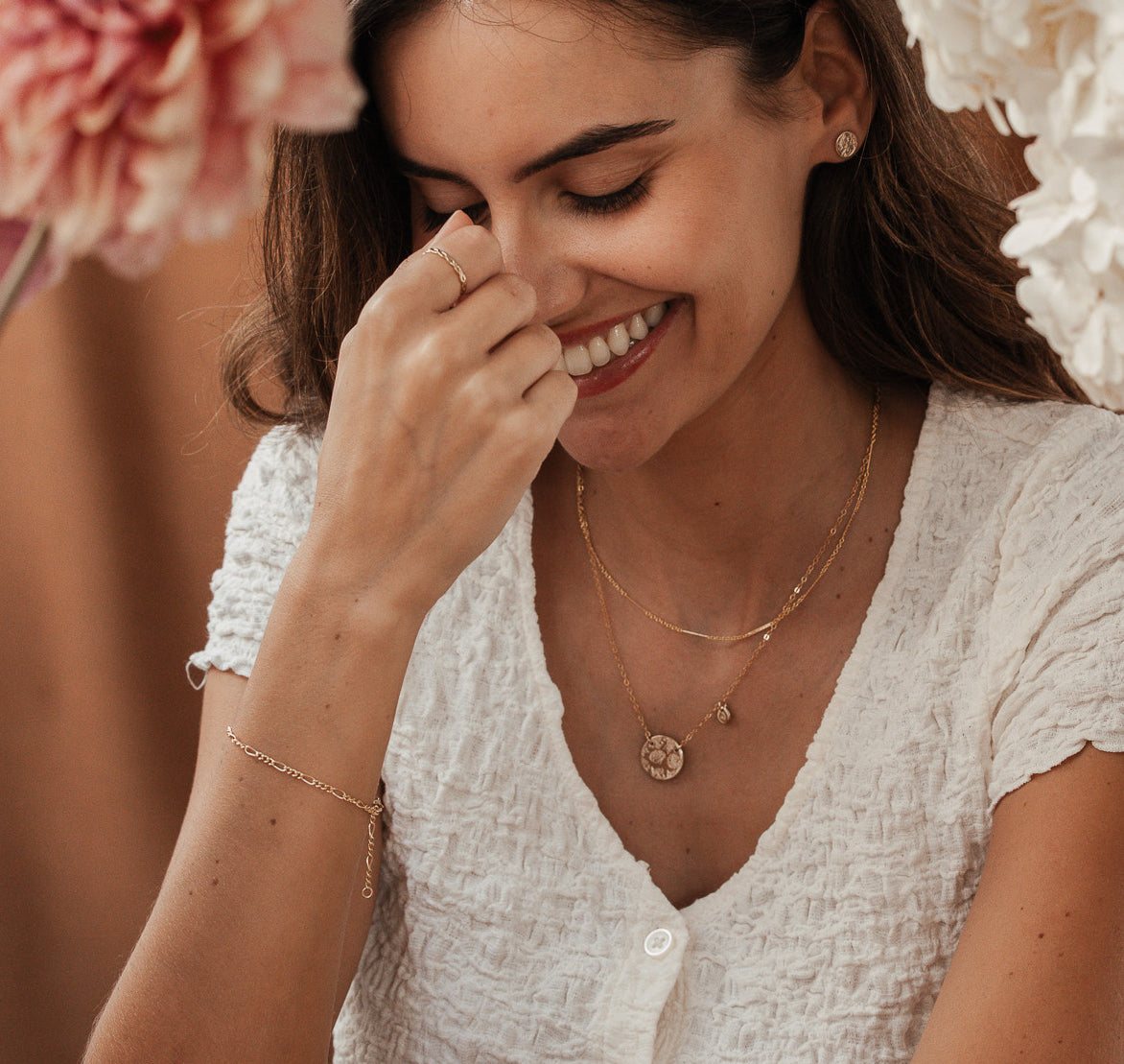 Personalised jewellery - KBN Jewellery - handmade jewellery – Personalised Jewellery gifts – Dainty jewellery- Dainty necklace – flower stamped necklace – family flowers – kids birth flowers – birth flower necklace – personalised flower stamped necklace – initial necklace - layering necklace - australia made