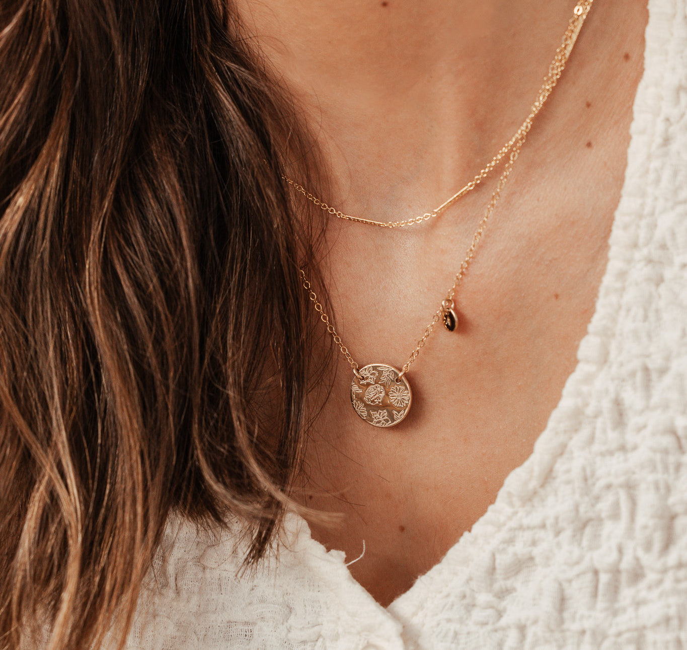 Personalised jewellery - KBN Jewellery - handmade jewellery – Personalised Jewellery gifts – Dainty jewellery- Dainty necklace – flower stamped necklace – family flowers – kids birth flowers – birth flower necklace – personalised flower stamped necklace – initial necklace - layering necklace - australia made