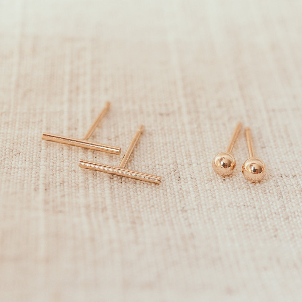 Personalised jewellery – handmade jewellery – KBN jewellery – Australian made jewellery – handmade earrings – bar studs – everyday earrings – short bar earrings