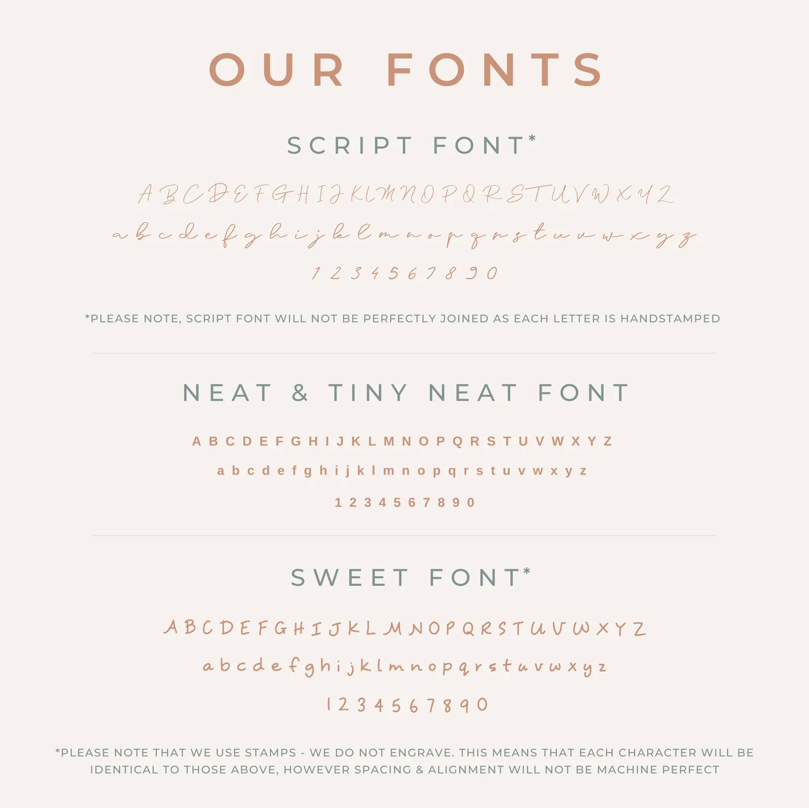 Personalised jewellery - KBN Jewellery - handmade jewellery – font selection – script font – tiny font – tiny neat font necklace – sweet font necklace