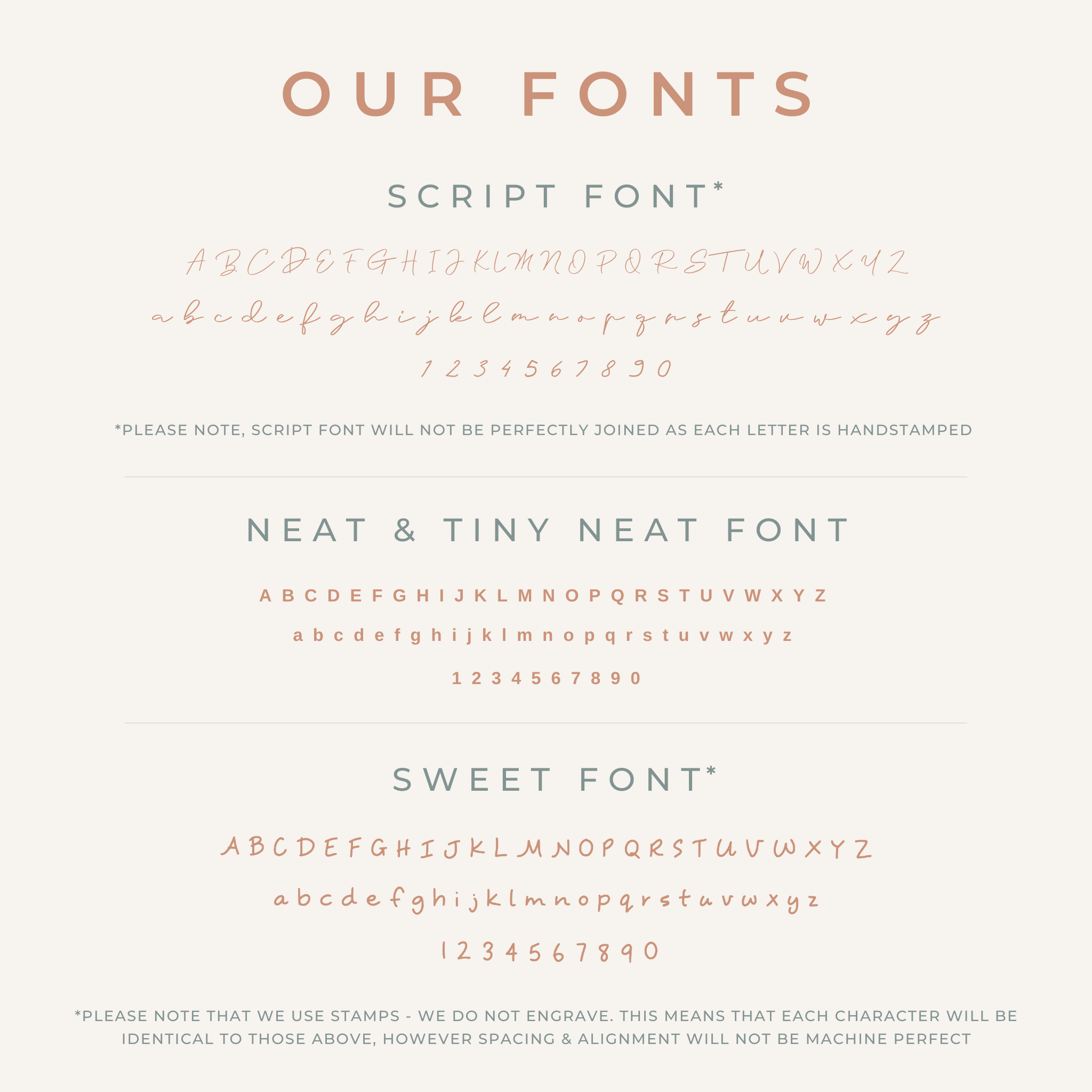 Personalised jewellery - KBN Jewellery - handmade jewellery – font selection – script font – tiny font – tiny neat font necklace – sweet font necklace