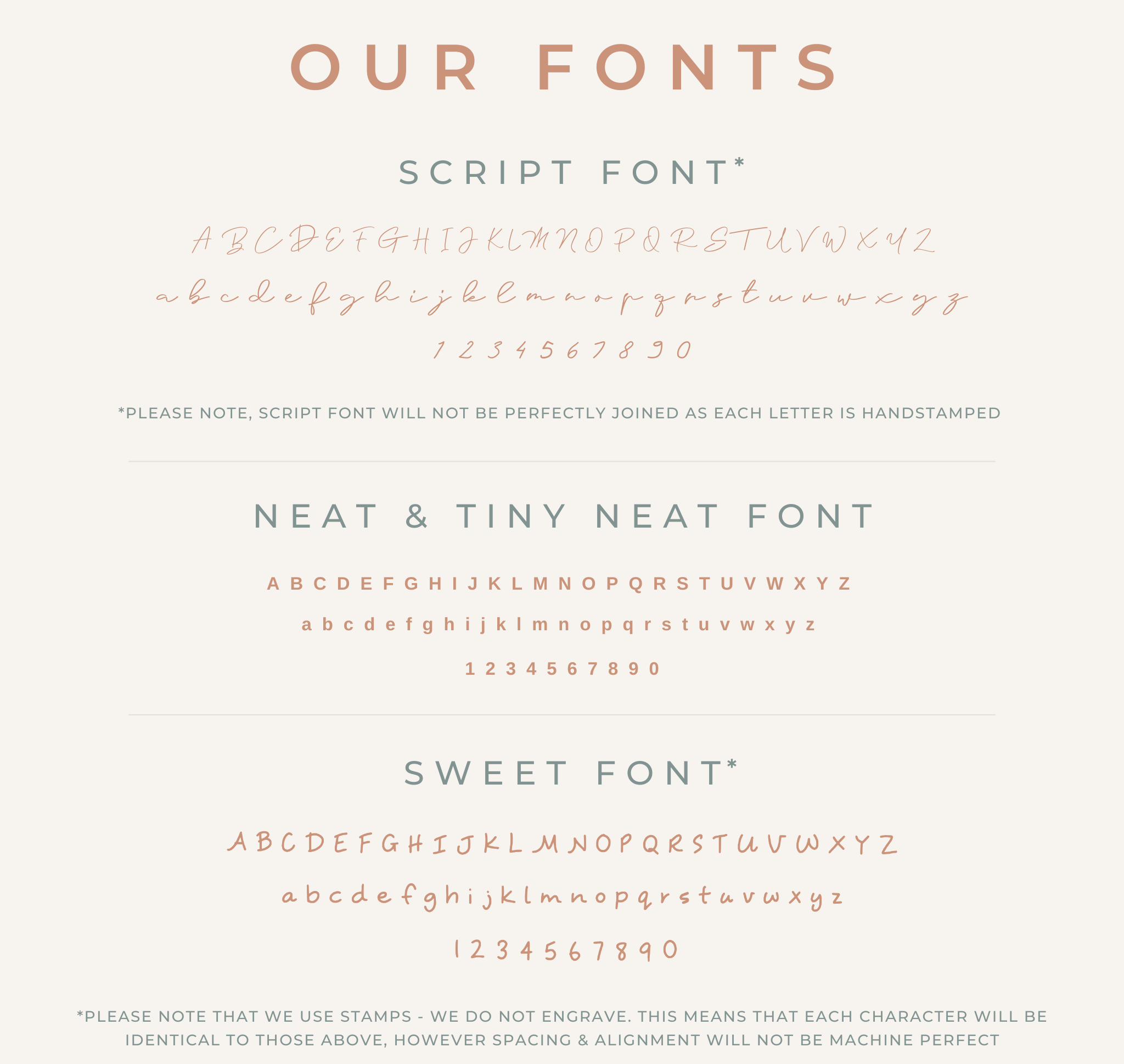 Personalised jewellery - KBN Jewellery - handmade jewellery – font selection – script font – tiny font – tiny neat font necklace – sweet font necklace