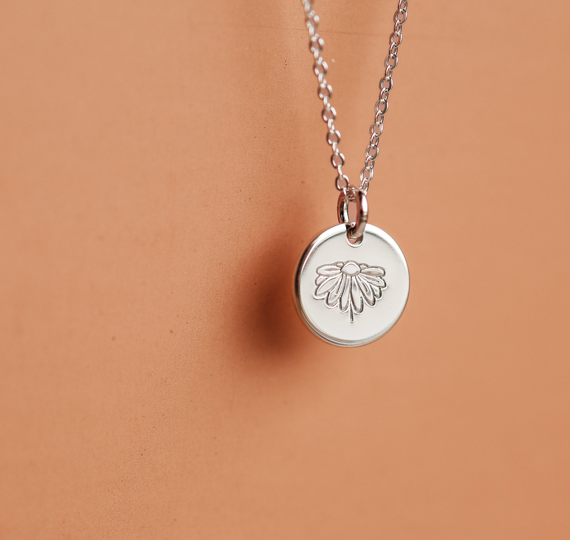 Sofia Necklace - Personalised jewellery - KBN Jewellery - handmade jewellery – small pendant necklace – initial necklace – symbol necklace – family initial necklace – children’s initial necklaces – birth flower initial necklace - April daisy necklace