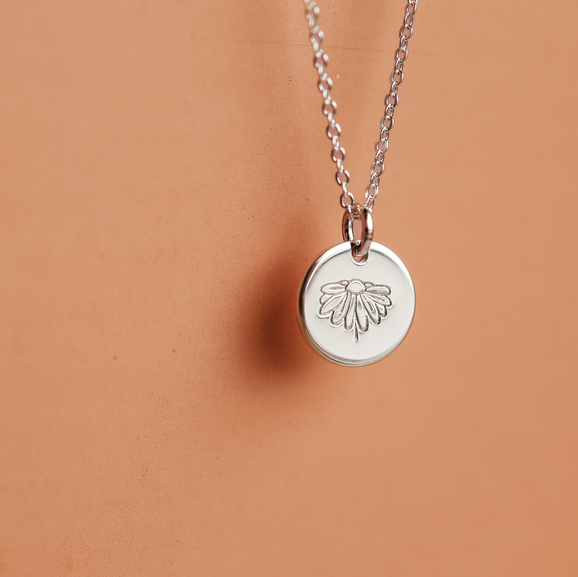 Sofia Necklace - Personalised jewellery - KBN Jewellery - handmade jewellery – small pendant necklace – initial necklace – symbol necklace – family initial necklace – children’s initial necklaces – birth flower initial necklace - April daisy necklace
