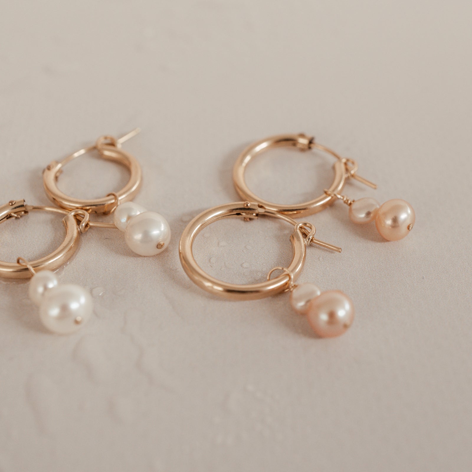 Personalised jewellery – handmade jewellery – KBN jewellery – dainty hoops – pearl earrings – pearl hoop earrings – stacked pearl earrings