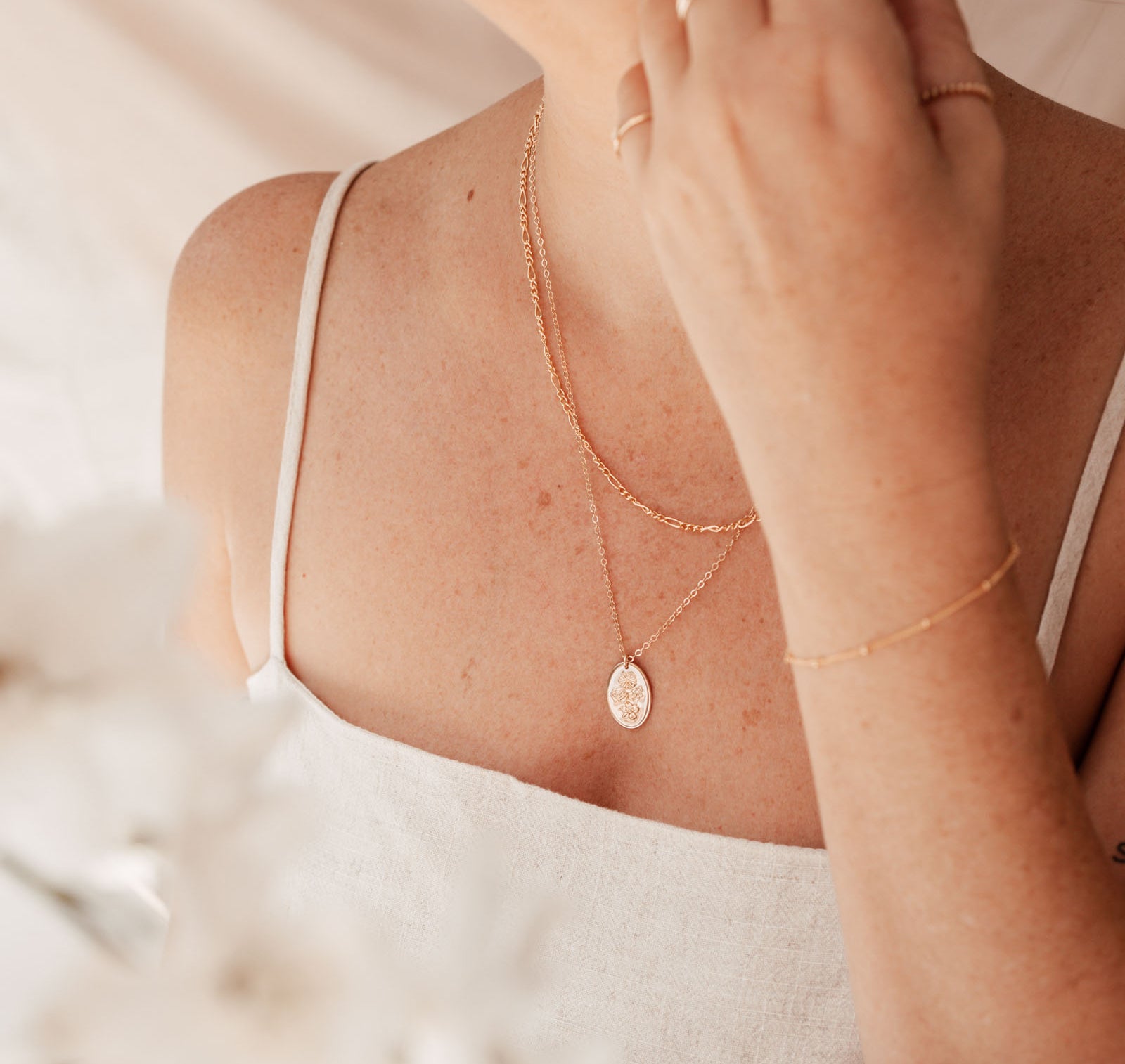 Personalised jewellery - KBN Jewellery - handmade jewellery – Personalised Jewellery gifts – Dainty jewellery- Dainty necklace – flower stamped necklace – family flowers – kids birth flowers – birth flower necklace – personalised flower stamped necklace