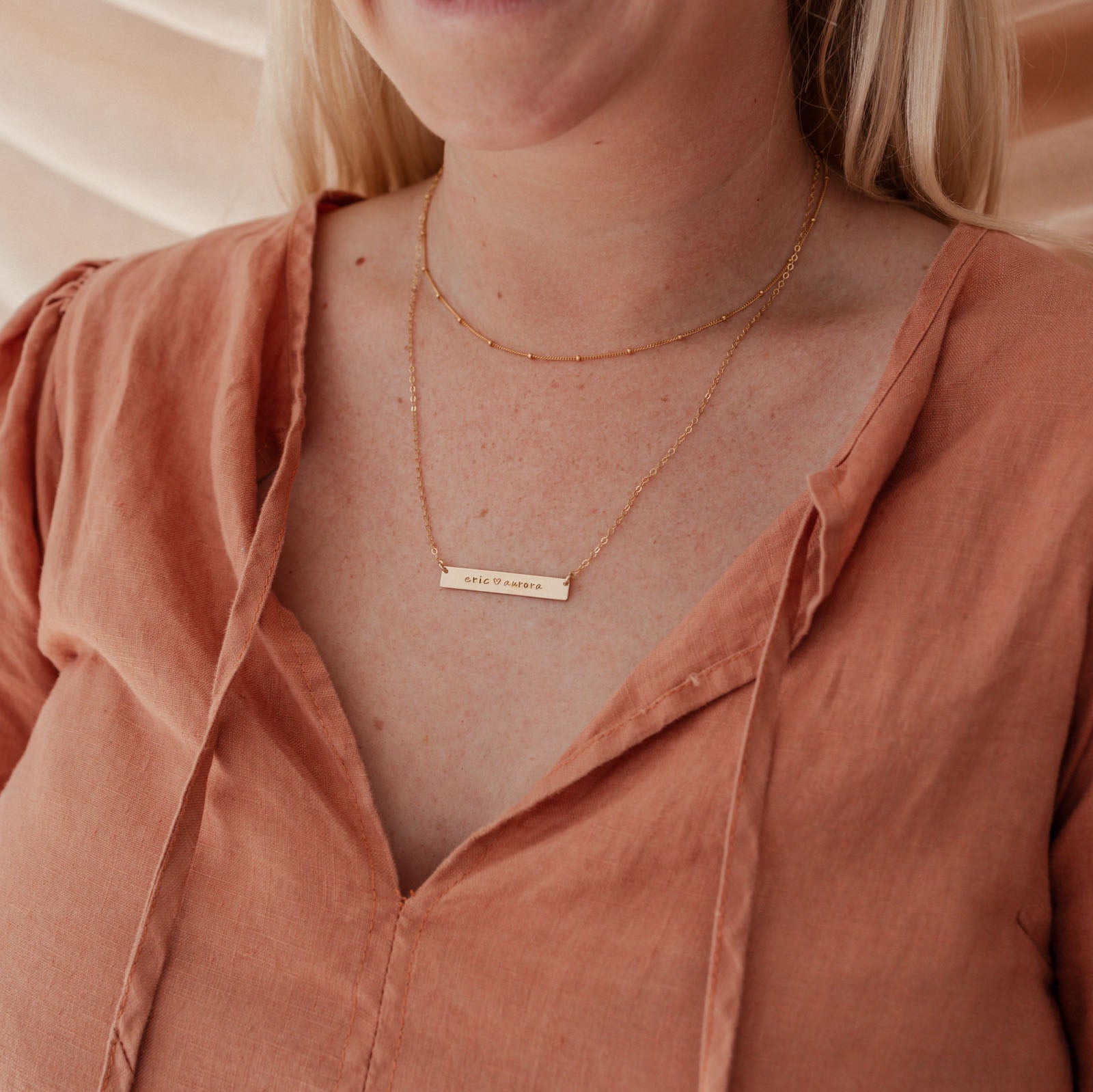 Personalised jewellery - KBN Jewellery - handmade jewellery – Personalised Jewellery gifts – Dainty jewellery- bar necklace – dainty bar necklace – personalised date necklace – roman numerals necklace – name bar necklace – words of affirmation necklace – long bar necklace – layering necklace – layering necklace inspiration – wedding gift idea – wedding gift idea for bride