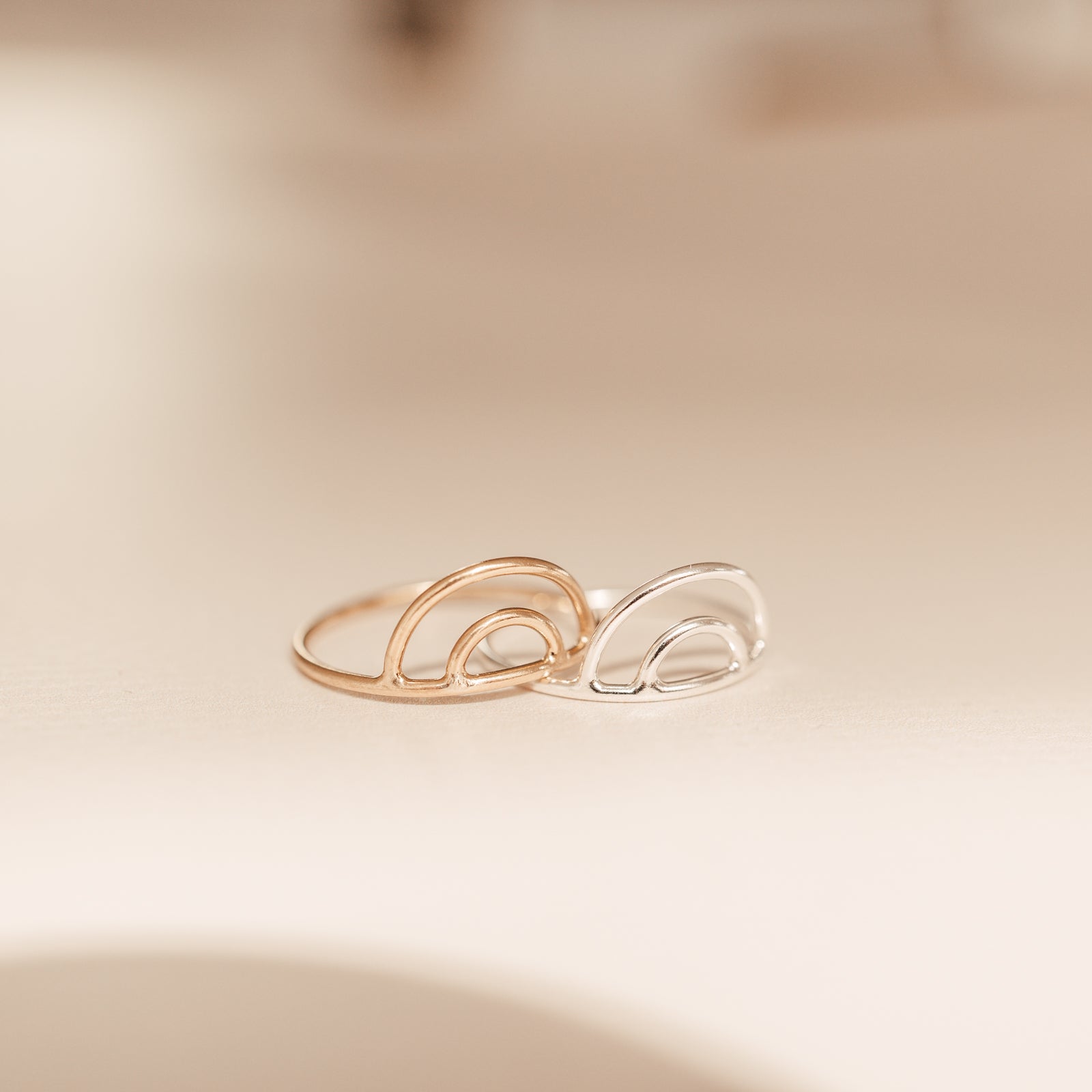 Personalised jewellery - KBN Jewellery - handmade jewellery – Personalised Jewellery gifts – Dainty jewellery-double arched ring – stacking ring – rainbow arch ring – nova ring – everyday wear ring – everyday ring – simple ring – dainty ring – dainty ring stack