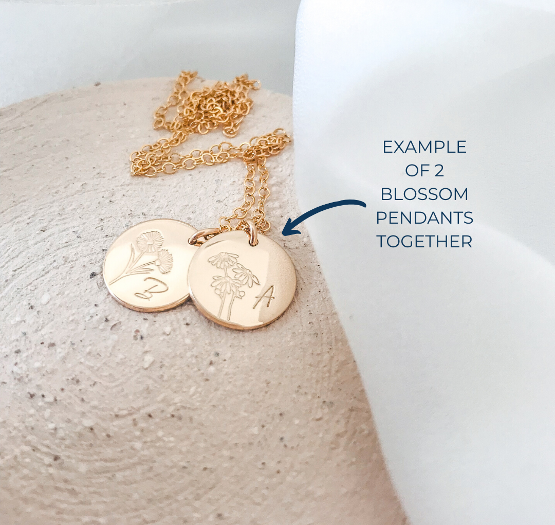 Personalised jewellery - KBN Jewellery - handmade jewellery – custom jewellery gifts – dainty necklace – medium pendant necklace – June Birth flower necklace – birthday necklace – June birthday gift – dainty jewellery – birth flower and initial necklace – everyday jewellery – Rose flower necklace – Rose necklace – love flower necklace