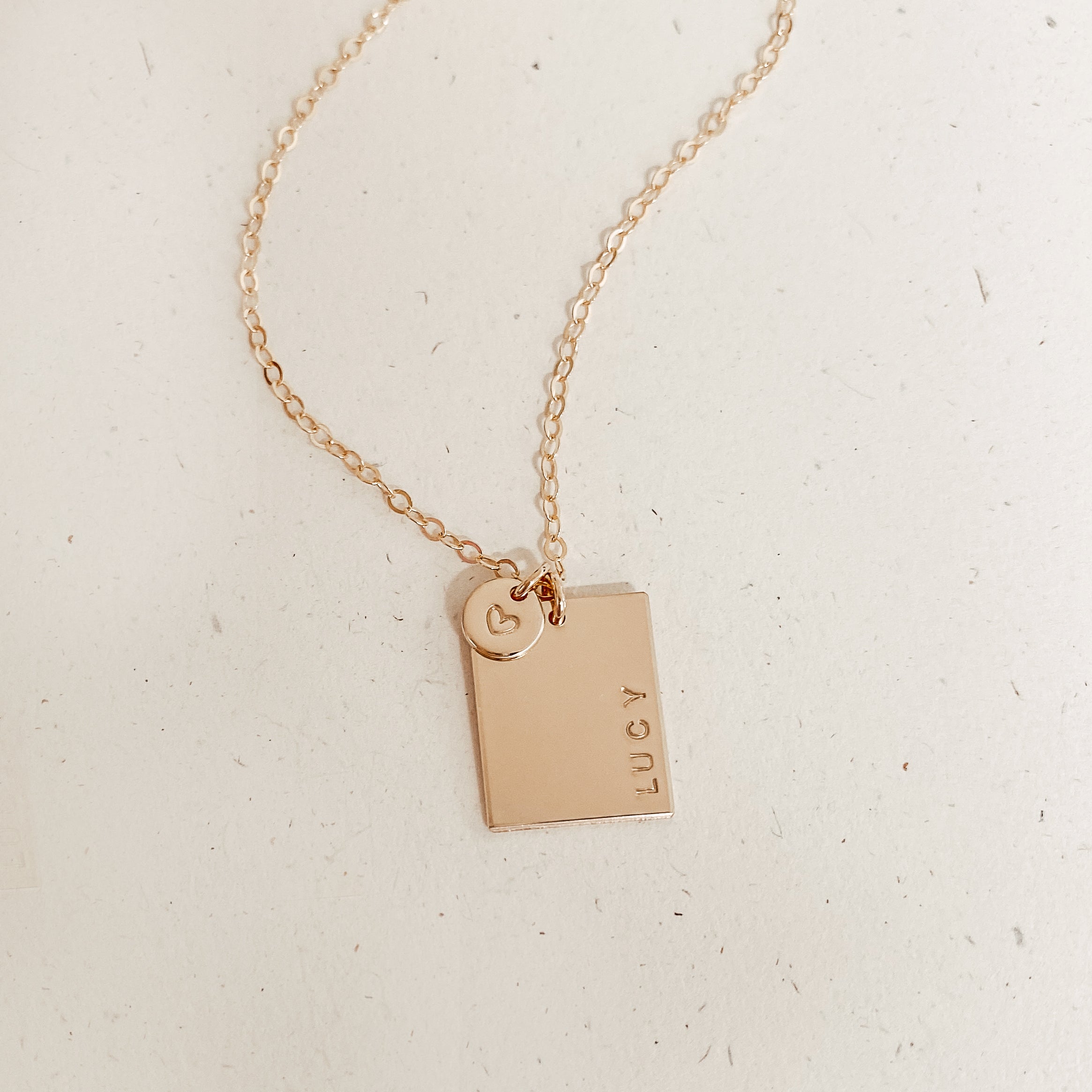 Personalised jewellery - KBN Jewellery - handmade jewellery – Personalised Jewellery gifts – Australian Made – rectangle pendant necklace – initial rectangle necklace – date necklace – rectangle and tiny pendant necklace
