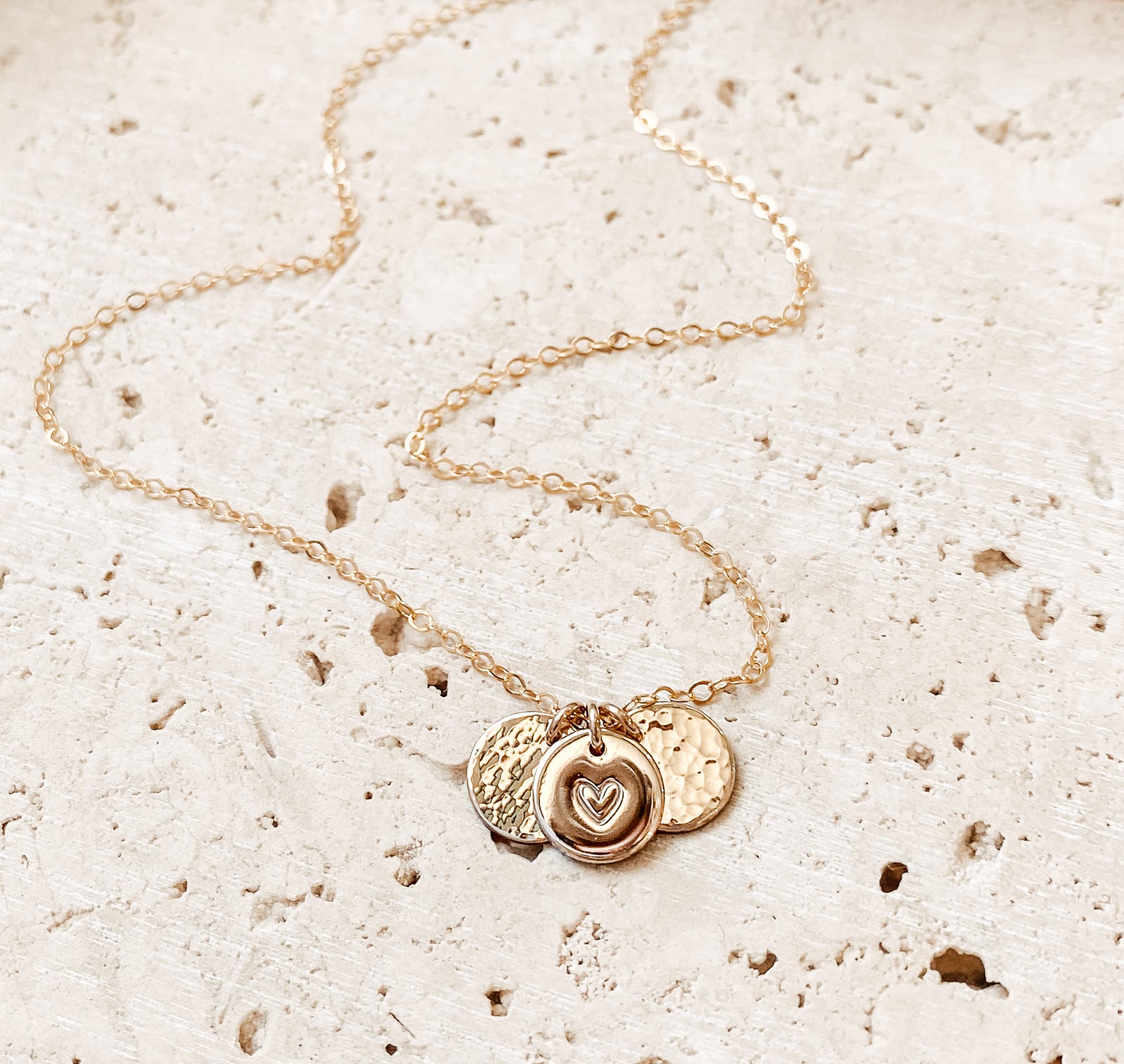 Sofia Necklace - Personalised jewellery - KBN Jewellery - handmade jewellery – small pendant necklace – initial necklace – symbol necklace – family initial necklace – children’s initial necklaces – birth flower initial necklace - textured pendant necklace