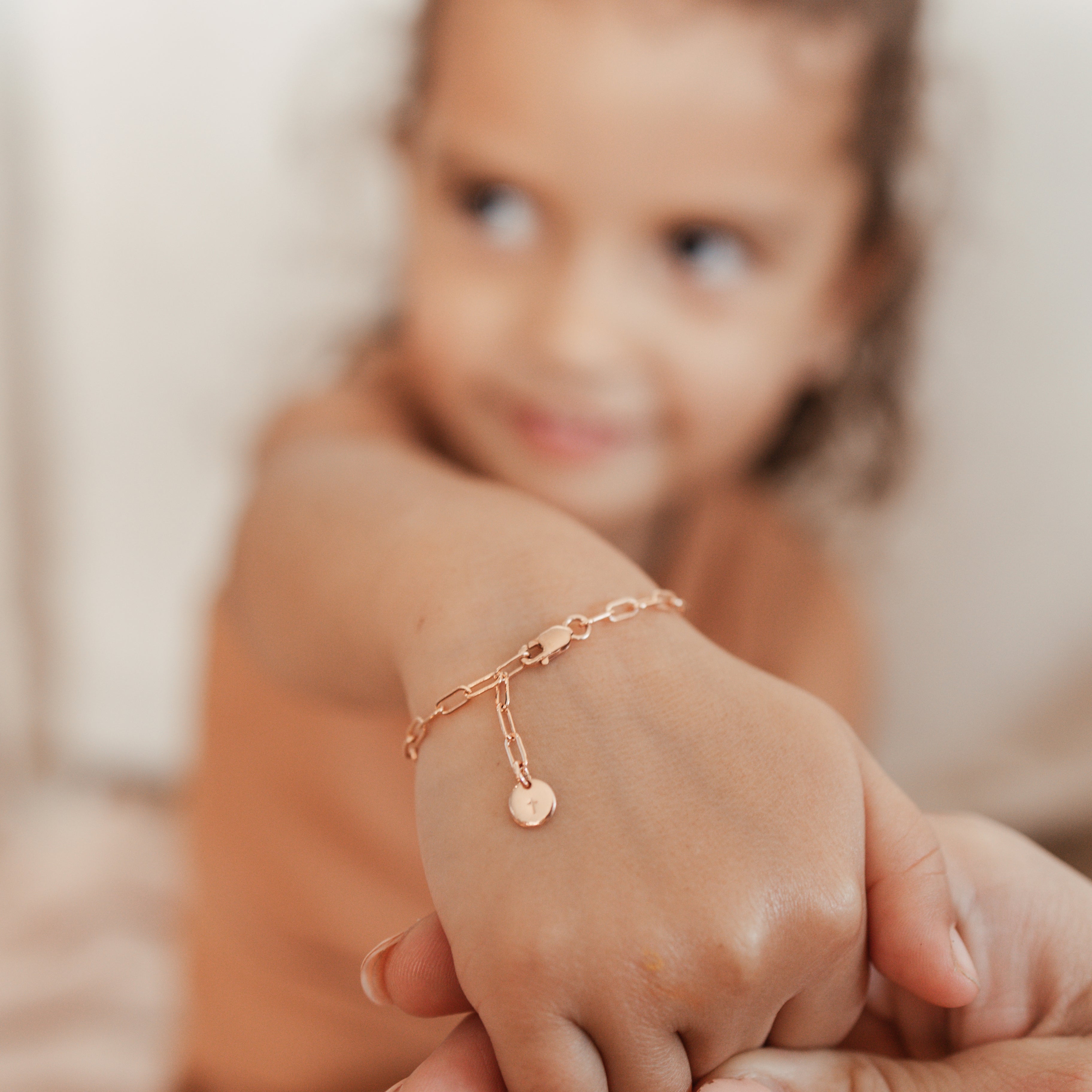 Personalised jewellery – handmade jewellery – KBN jewellery – Australian made jewellery – matching jewellery–  perfect gift for baby– sentimental gift – newborn gift idea – matching jewellery – tiny pendant bracelet – linked chain bracelets - initial bracelet