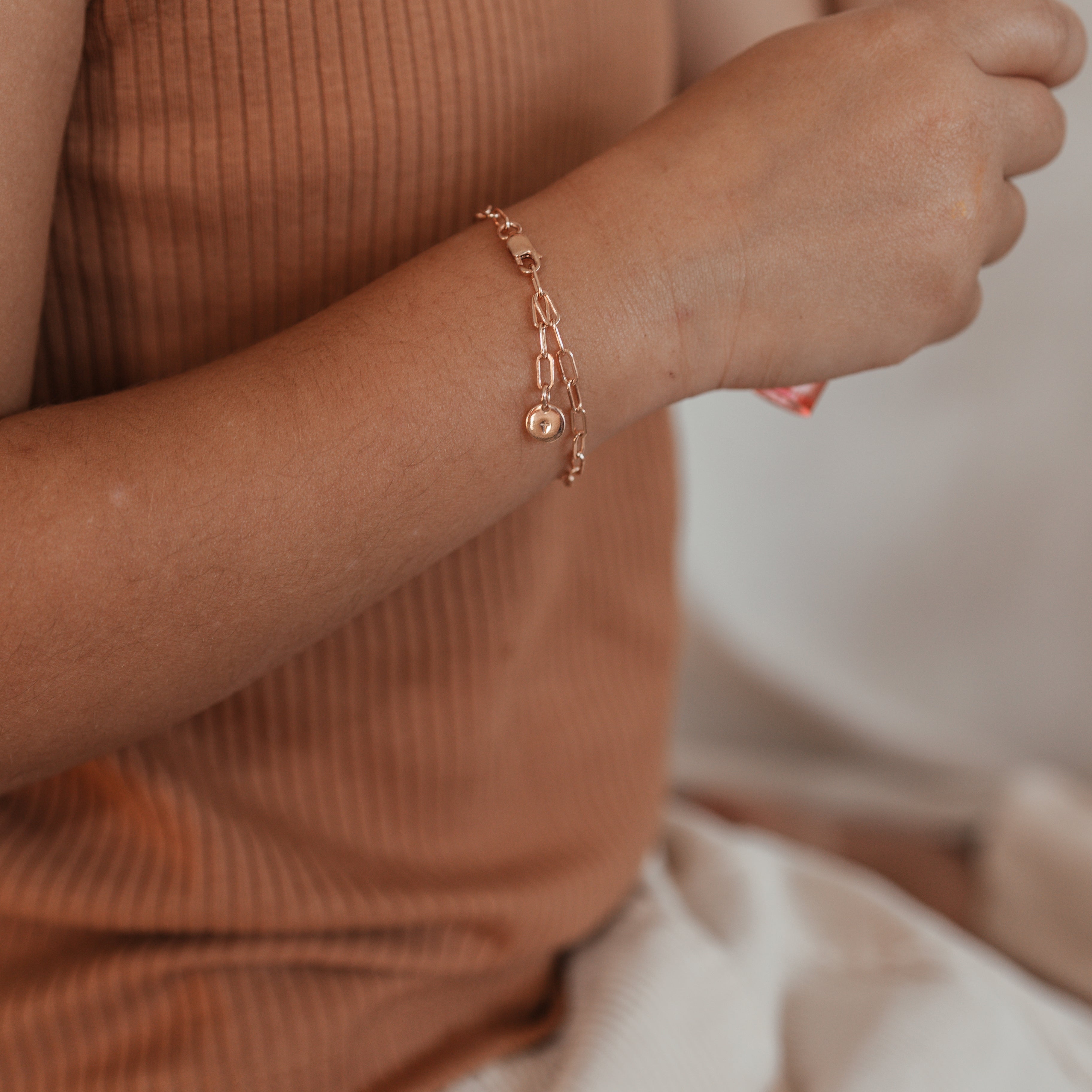 Personalised jewellery – handmade jewellery – KBN jewellery – Australian made jewellery – matching jewellery–  perfect gift for baby– sentimental gift – newborn gift idea – matching jewellery – tiny pendant bracelet – linked chain bracelets - initial bracelet