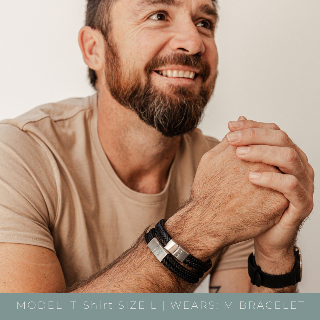 Personalised men’s cord bracelet – Men’s bracelet – KBN Jewellery – men’s personalised bracelet – cord bracelet personalised – brown cord bracelet – black bracelet – handmade bracelet – initial men’s bracelet - personalised gift for Dad – personalised gift for boyfriend – personalised men’s gift – personalised cord bracelet