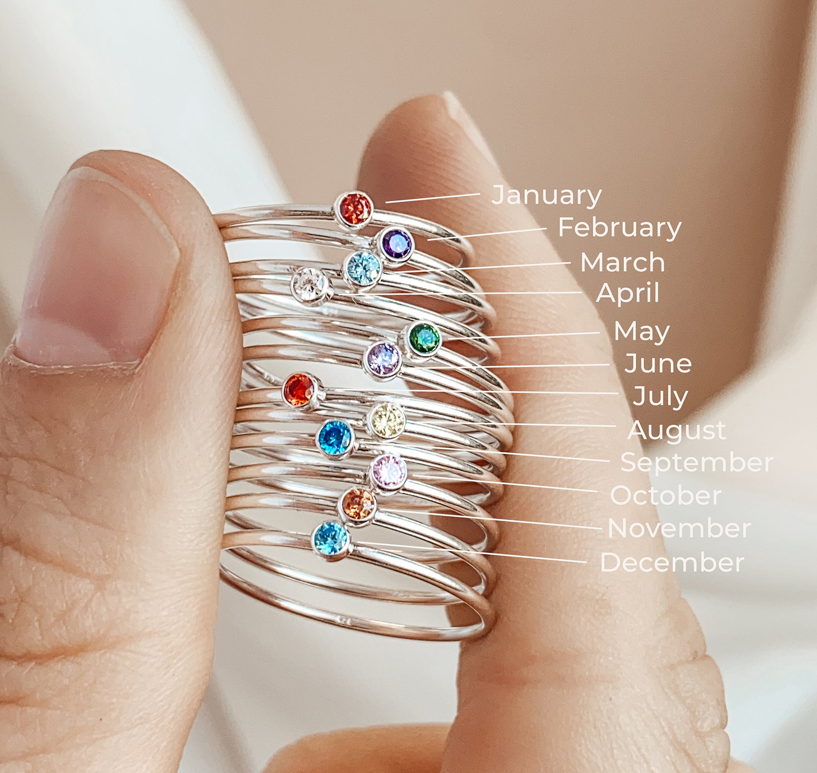 Personalised jewellery – handmade jewellery – KBN jewellery – dainty ring – birth month earrings – birthstone earrings – affordable earrings – diamond earrings – April rings – birthstone studs – stacking ring