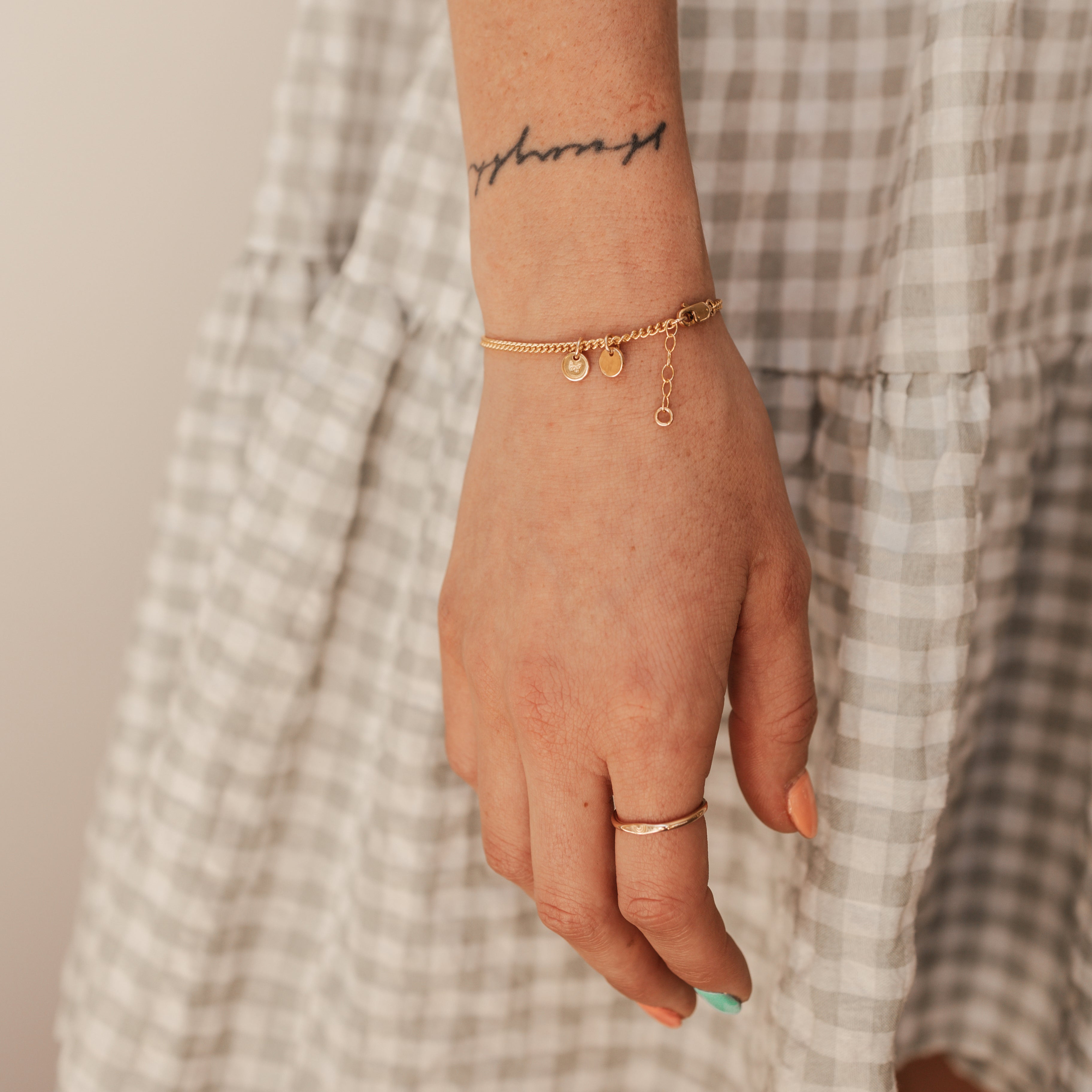 Personalised jewellery - KBN Jewellery - handmade jewellery – Personalised Jewellery gifts – Dainty jewellery – dainty bracelet – personalised bracelet – tiny pendant bracelet – initial bracelet – symbol bracelet – handmade bracelet – hand stamped jewellery