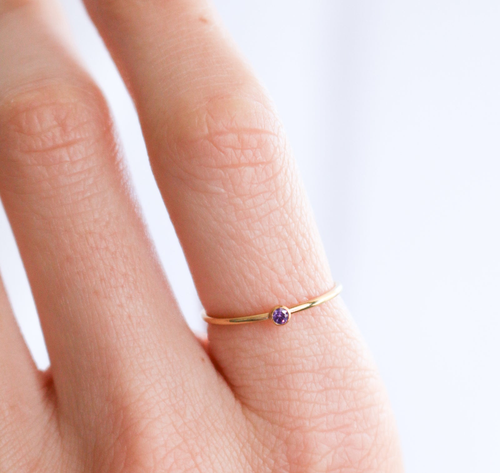 Personalised jewellery – handmade jewellery – KBN jewellery – dainty ring – birth month ring – birthstone ring – affordable ring – protection ring – February stone rings – birthstone ring – stacking ring – purple stone ring