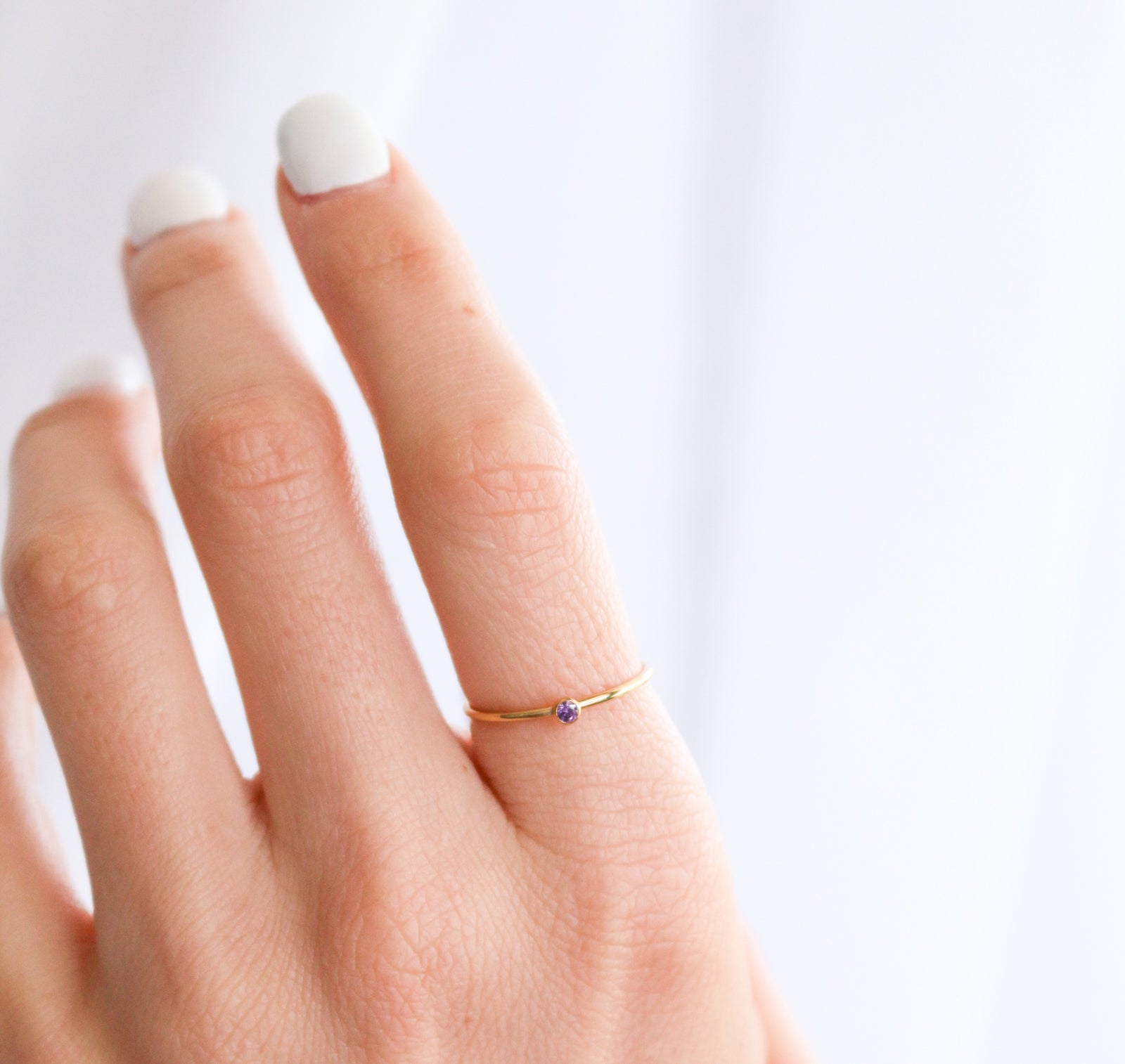 Personalised jewellery – handmade jewellery – KBN jewellery – dainty ring – birth month ring – birthstone ring – affordable ring – protection ring – February stone rings – birthstone ring – stacking ring – purple stone ring