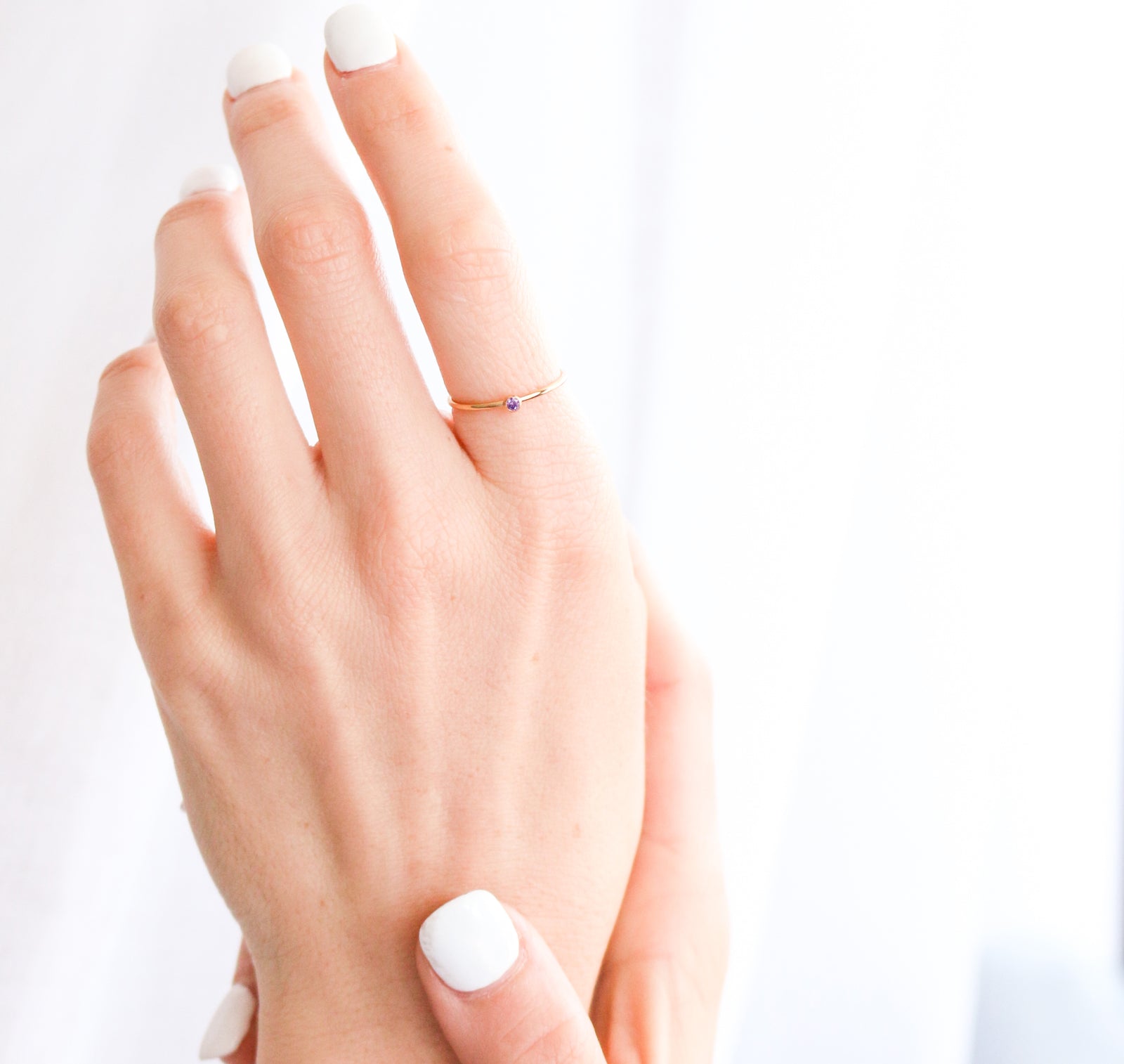 Personalised jewellery – handmade jewellery – KBN jewellery – dainty ring – birth month ring – birthstone ring – affordable ring – protection ring – February stone rings – birthstone ring – stacking ring – purple stone ring