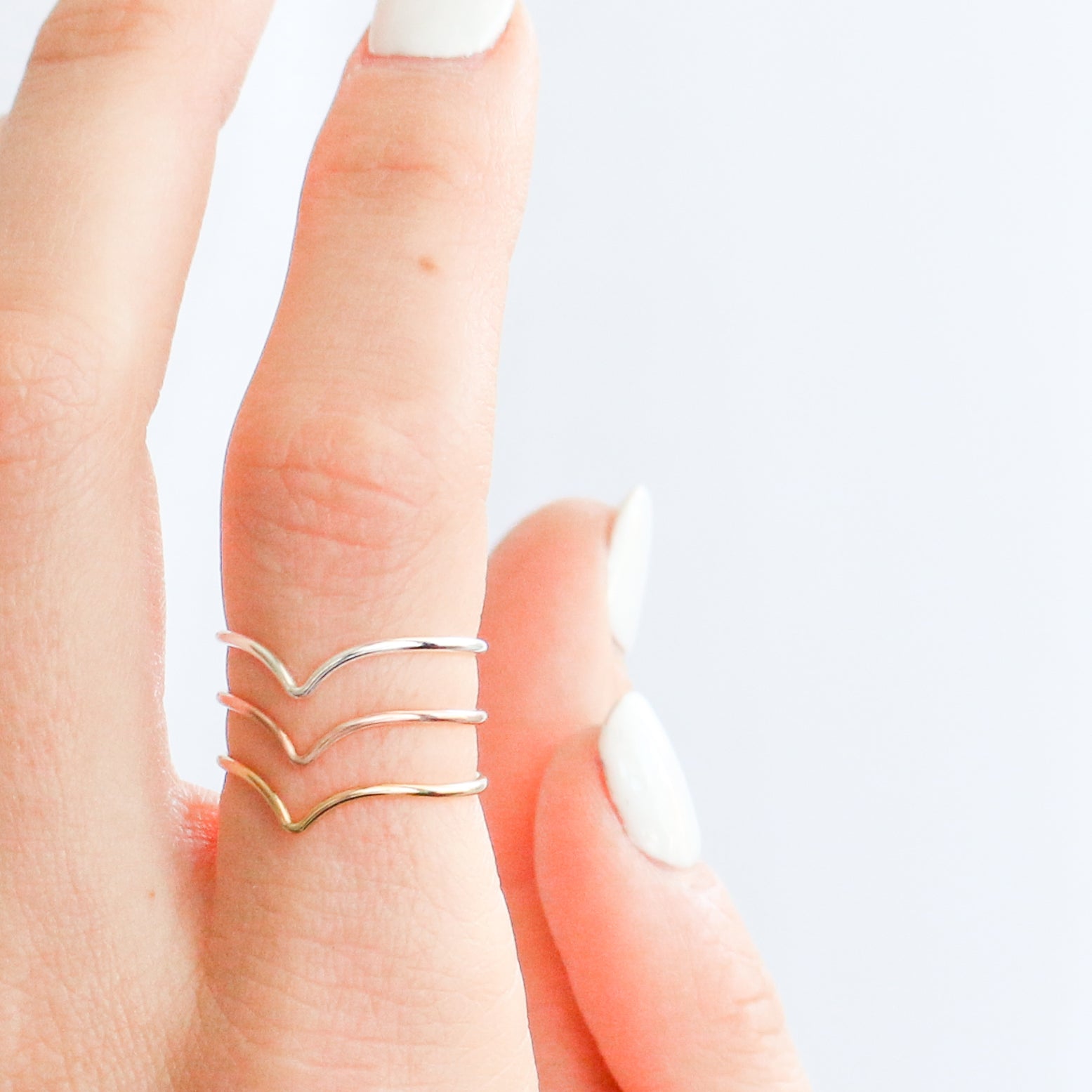 Personalised jewellery – handmade jewellery – KBN jewellery – dainty ring – affordable ring – stacking ring – twist ring – handmade jewellery – Australian made – round edged ring – staple ring – everyday ring – v ring – unique shaped ring