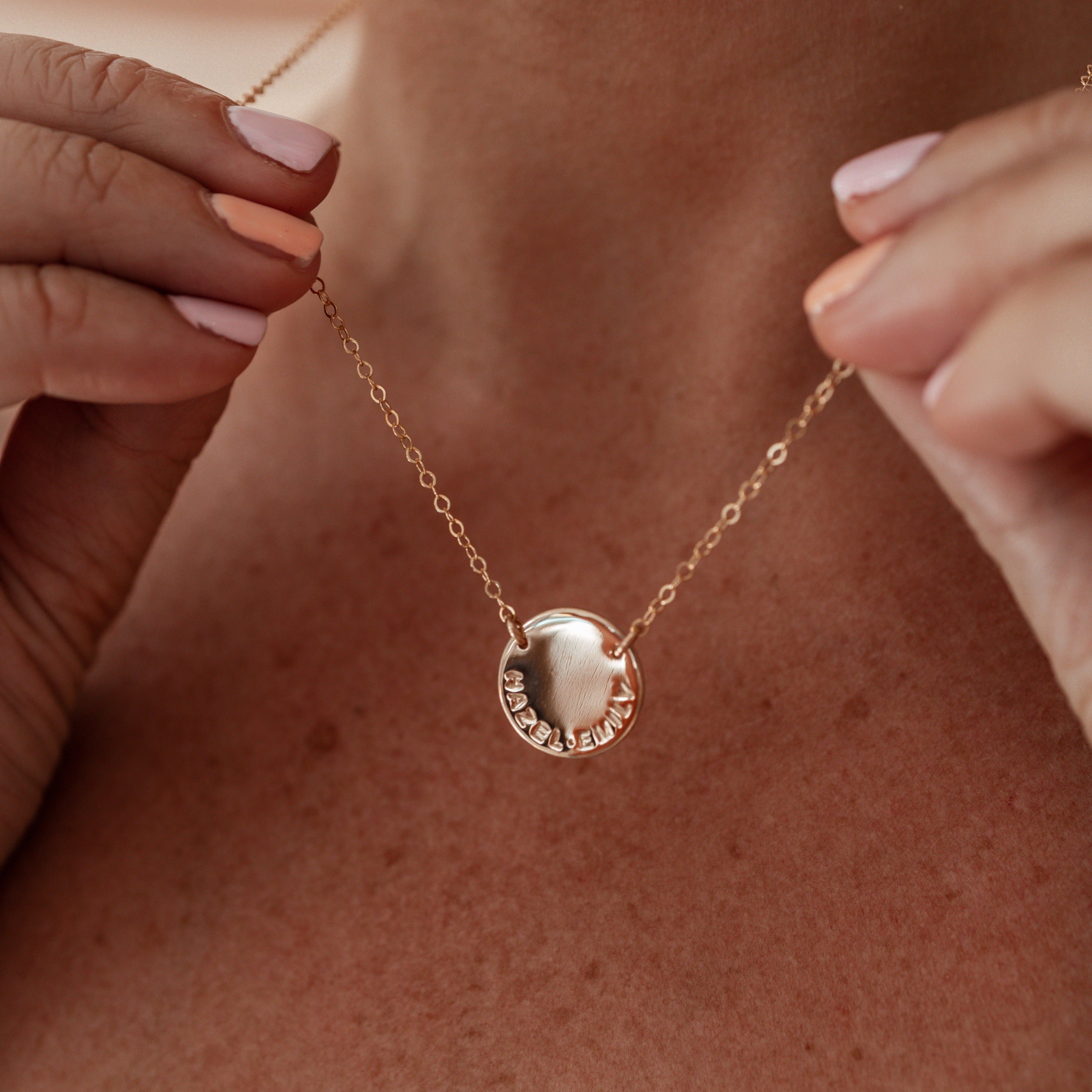 Personalised jewellery - KBN Jewellery - handmade jewellery – custom jewellery gifts – dainty necklace – Australian made – initial necklace – children’s initial necklace – roman numeral necklace – round pendant necklace – double holed necklace 