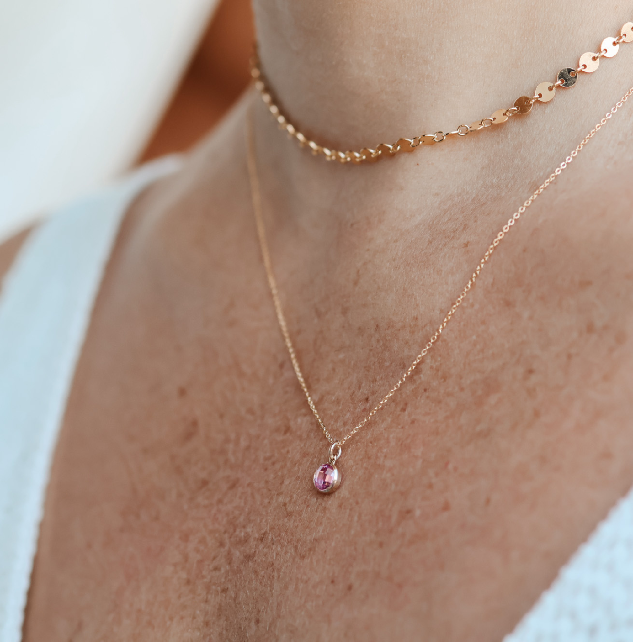 Personalised jewellery – handmade jewellery – KBN jewellery – Australian made jewellery – crystal necklace – birthstone drop necklace – birthstone pendant for necklace – crystal necklace – birthstone jewellery – pink stone pendant – pink birthstone for necklace – October birthstone pendant – October birthstone drop