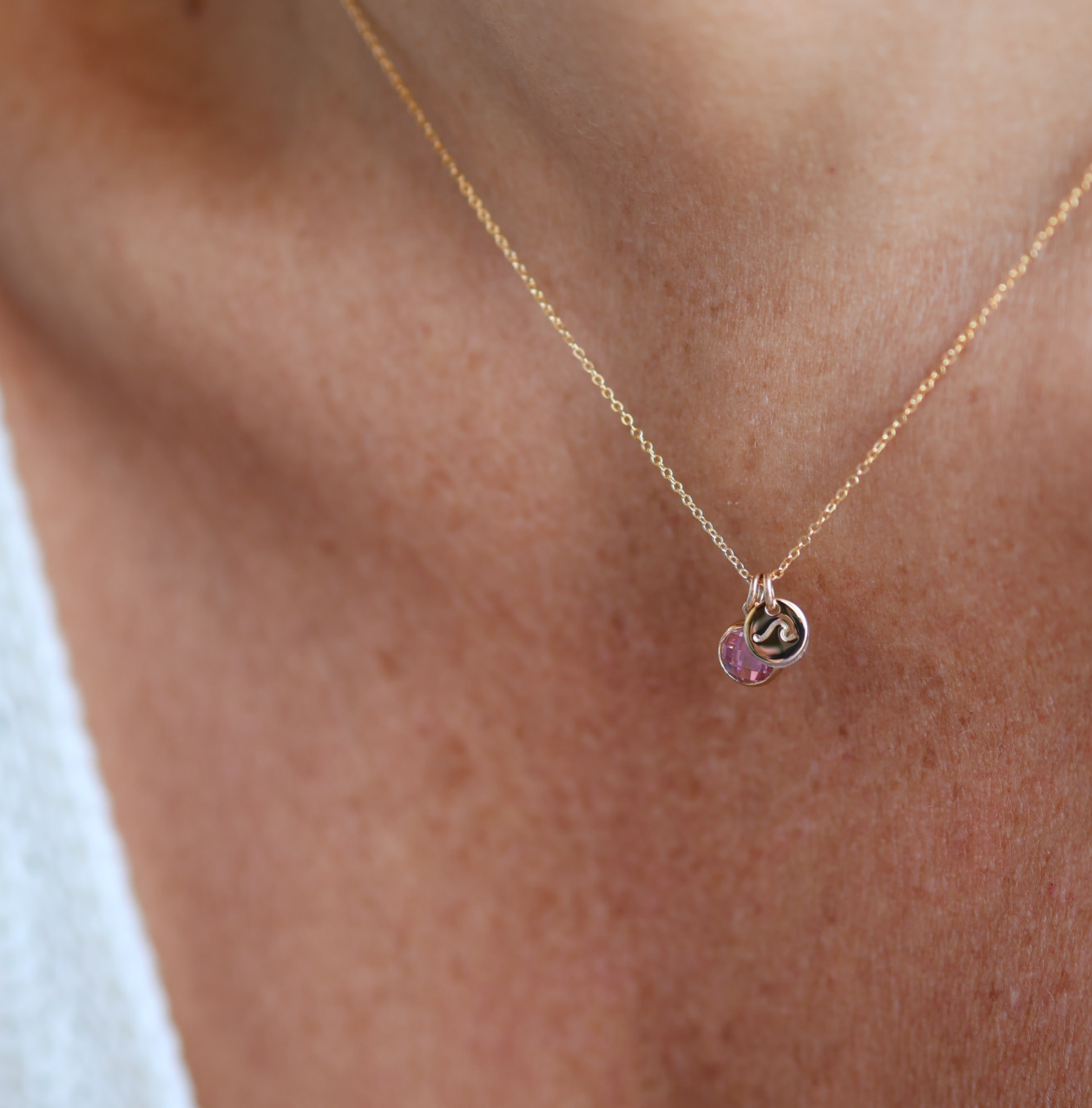Personalised jewellery – handmade jewellery – KBN jewellery – Australian made jewellery – crystal necklace – birthstone drop necklace – birthstone pendant for necklace – crystal necklace – birthstone jewellery – pink stone pendant – pink birthstone for necklace – October birthstone pendant – October birthstone drop