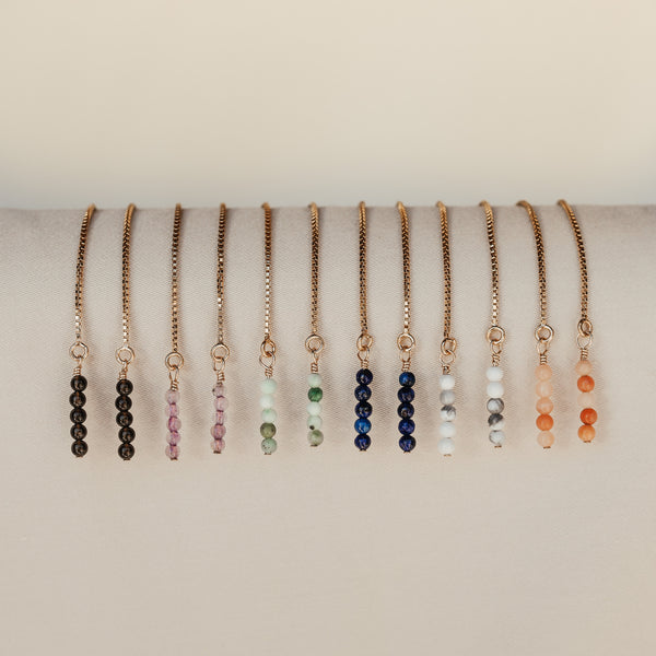 Eleni • Gemstone Adorned Thread Through Earrings