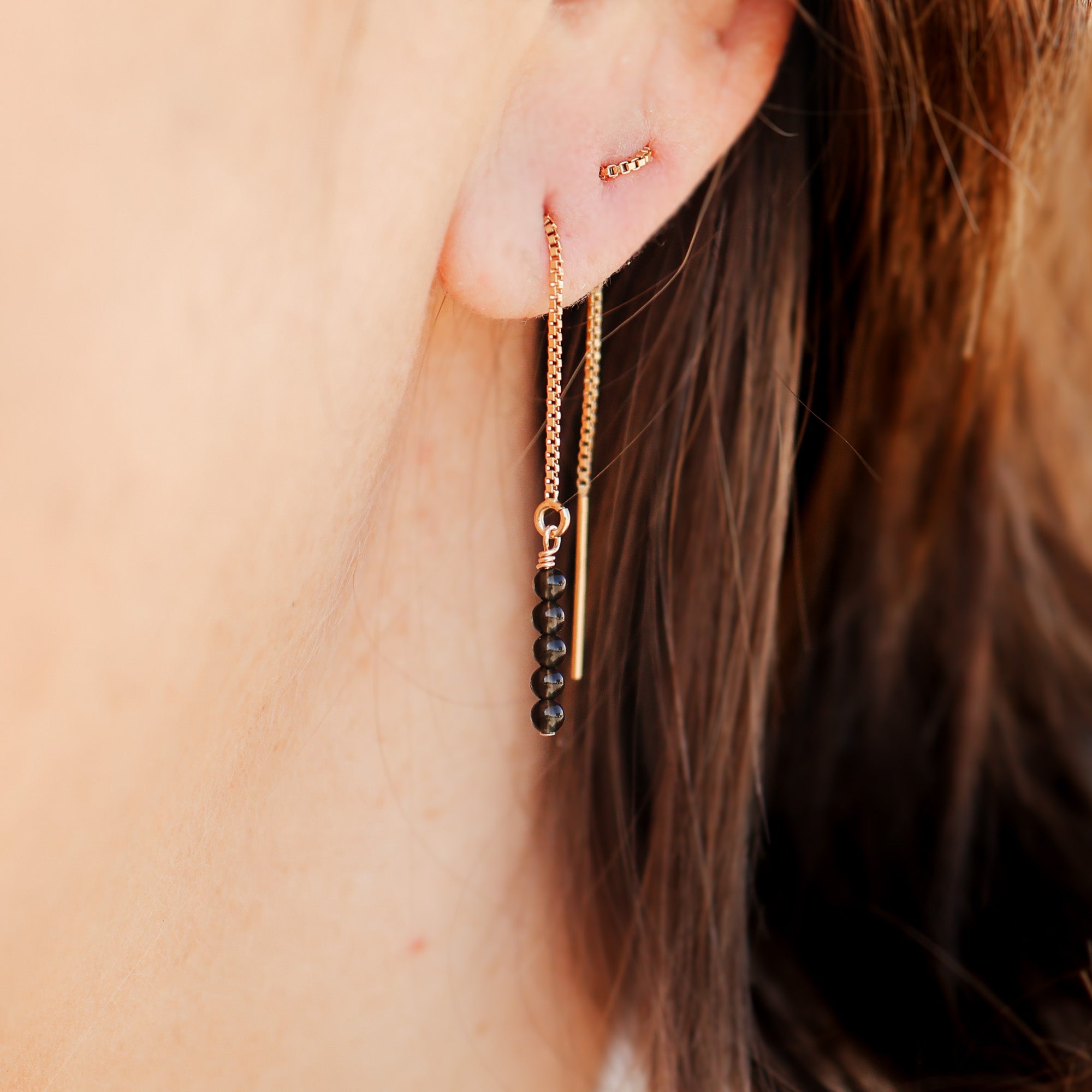 Personalised jewellery - KBN Jewellery - handmade jewellery – Personalised Jewellery gifts – Australian Made – gemstone necklace – blue lapis thread through earrings – green jade lapis thread through earrings – amethyst lapis thread through earrings – black obsidian lapis thread through earrings – peach aventurine lapis thread through earrings – white howlite lapis thread through earrings – gemstone stack lapis thread through earrings – thread through gemstone earrings 