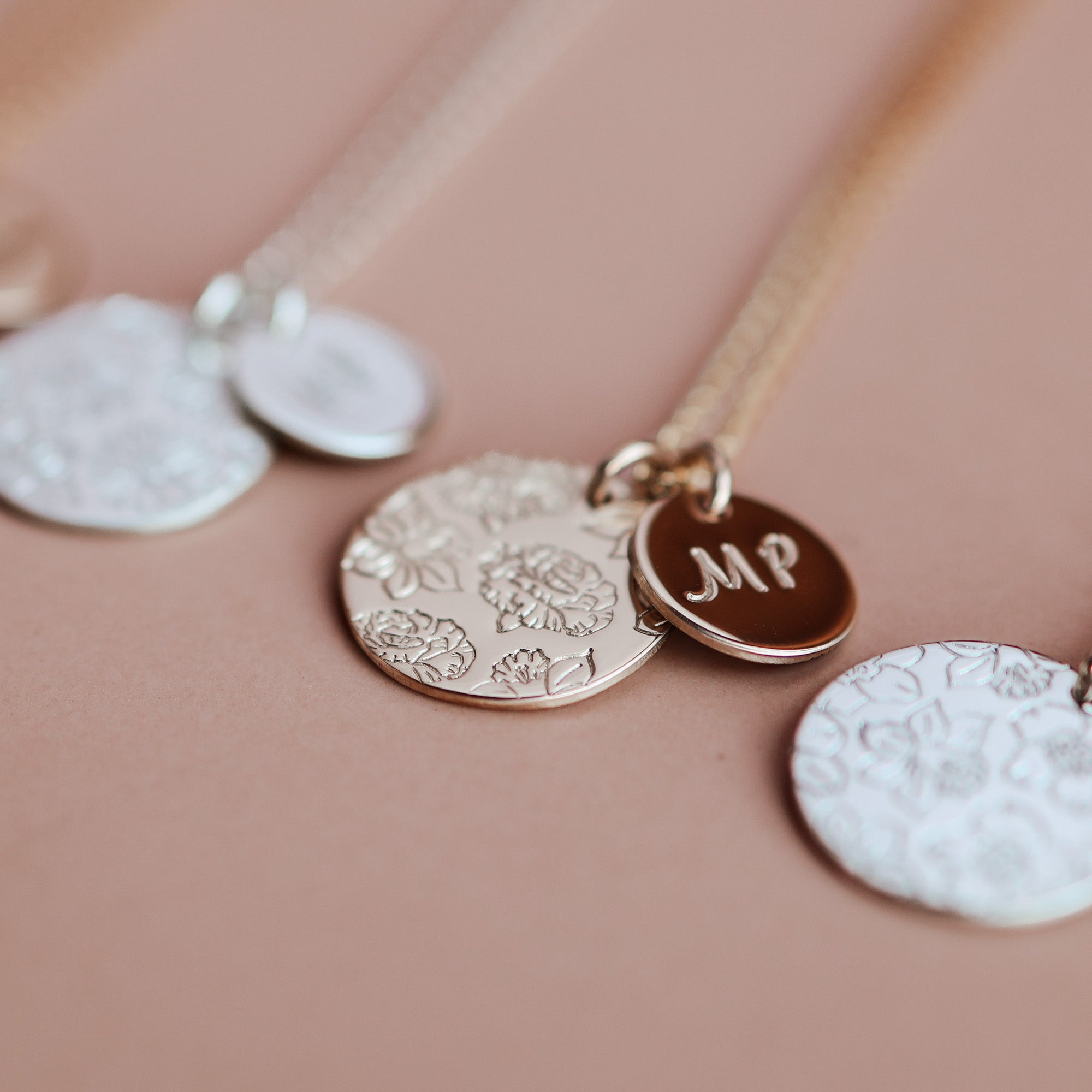 Personalised jewellery - KBN Jewellery - handmade jewellery – Personalised Jewellery gifts – Dainty jewellery- Dainty necklace – flower stamped necklace – family flowers – kids birth flowers – birth flower necklace – personalised flower stamped necklace – initial necklace